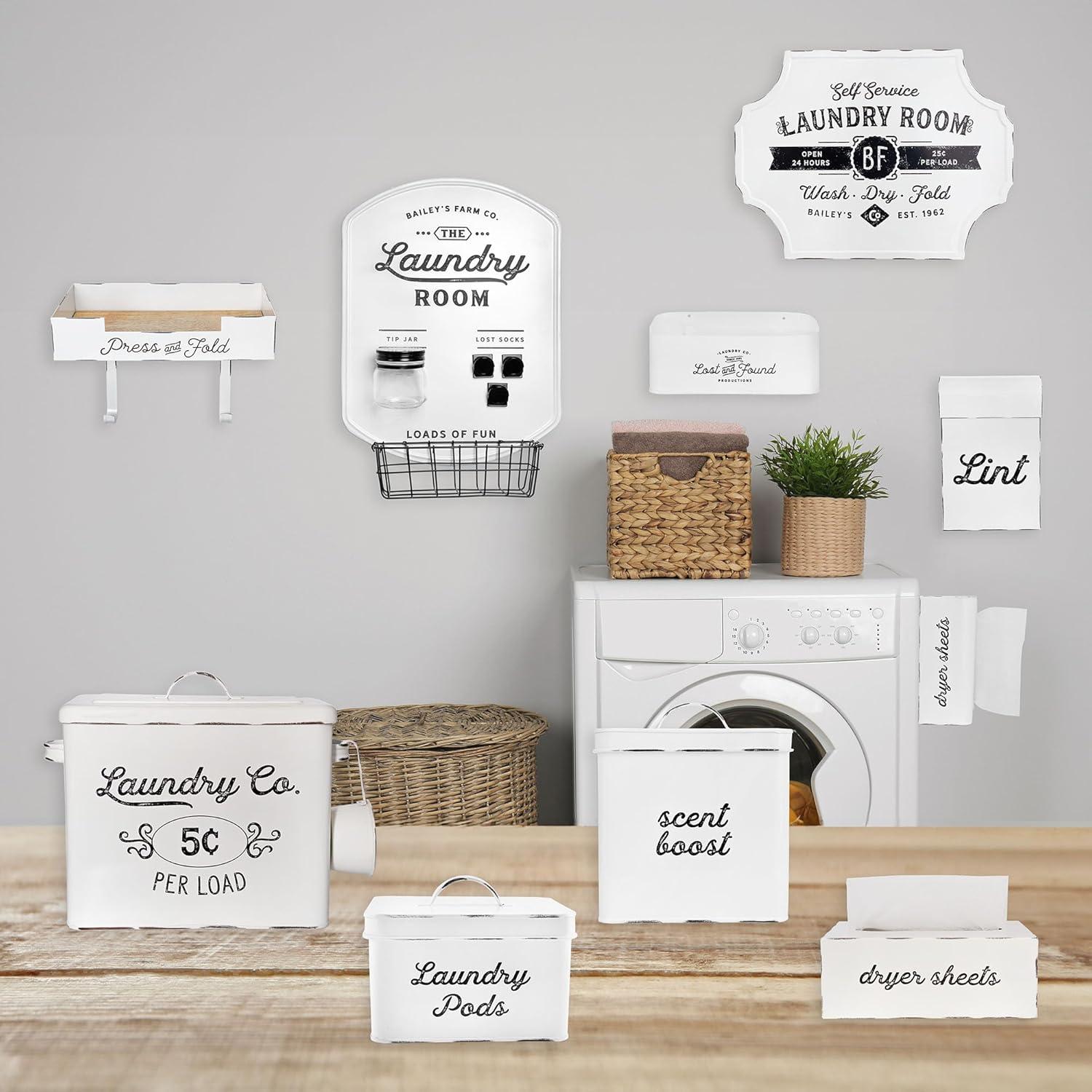 Contenedor de Almacenamiento para Pods de Lavandería AuldHome Blanco Rústico