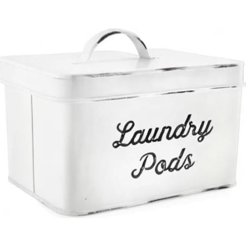 Contenedor de Almacenamiento para Pods de Lavandería AuldHome Blanco Rústico