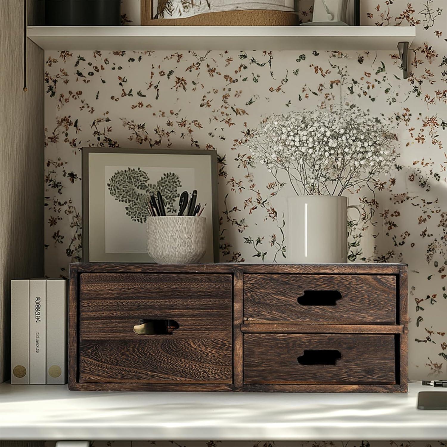 Caja organizadora de cápsulas de café Yopay, 3 cajones madera