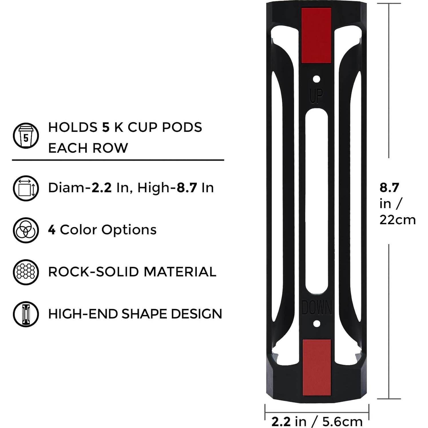 K Cup Holder for Keurig: Coffee Pod Holder for Counter Small Space - Kcup holders for Wall Mount (2, Black)