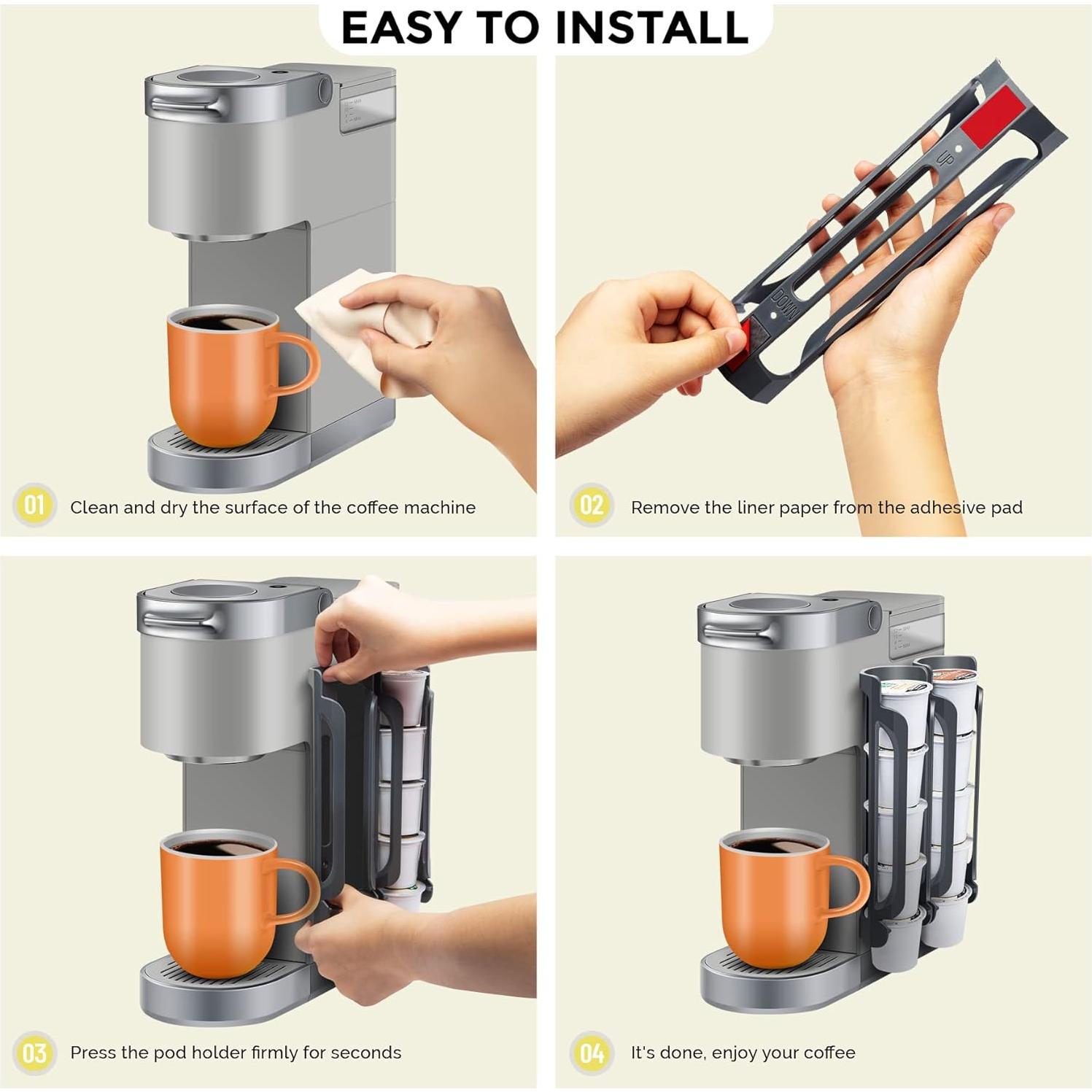 K Cup Holder for Keurig: Coffee Pod Holder for Counter Small Space - Kcup holders for Wall Mount (2, Black)