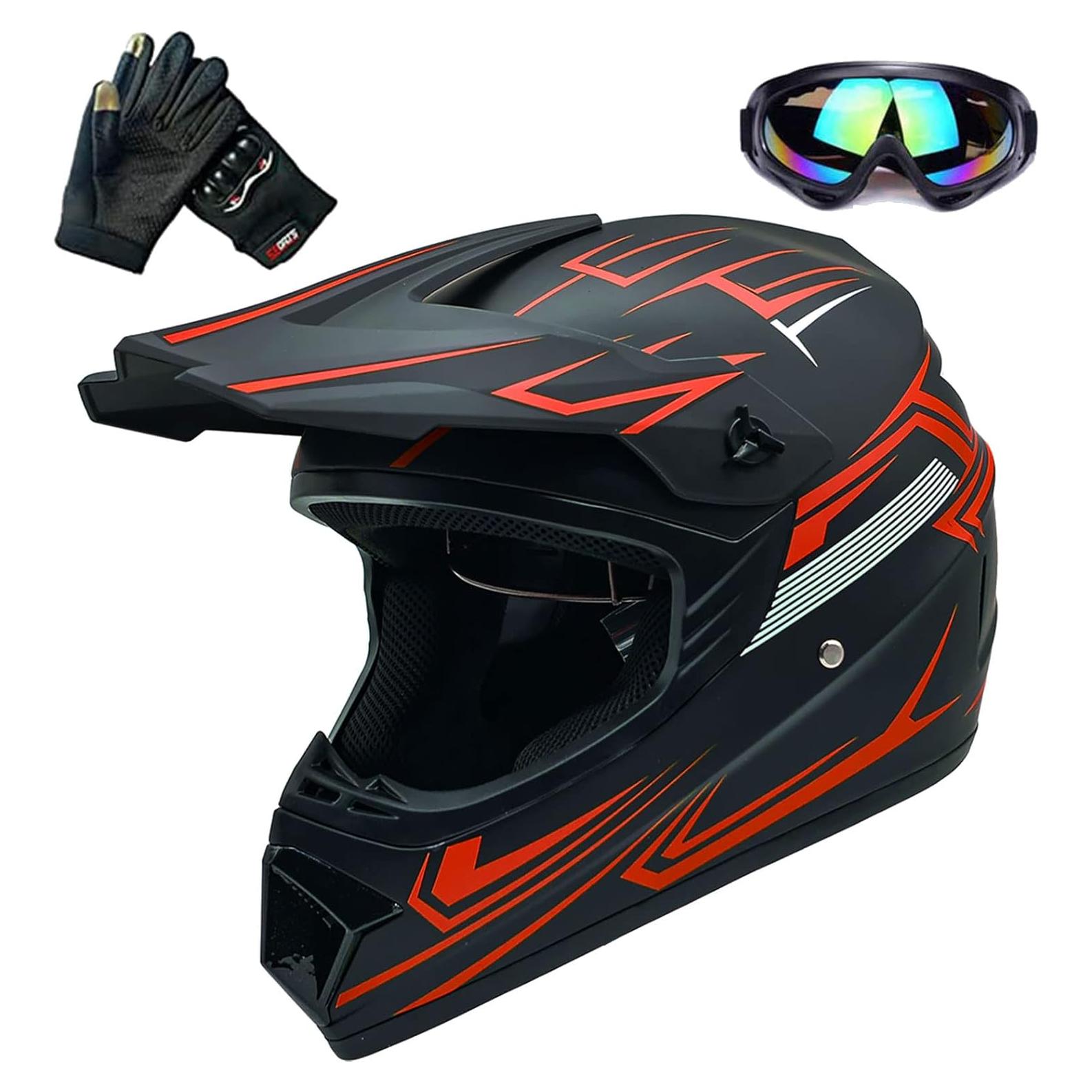 Casco Motocross DJGLKREJG Rojo Unisex Adulto S-XL DOT