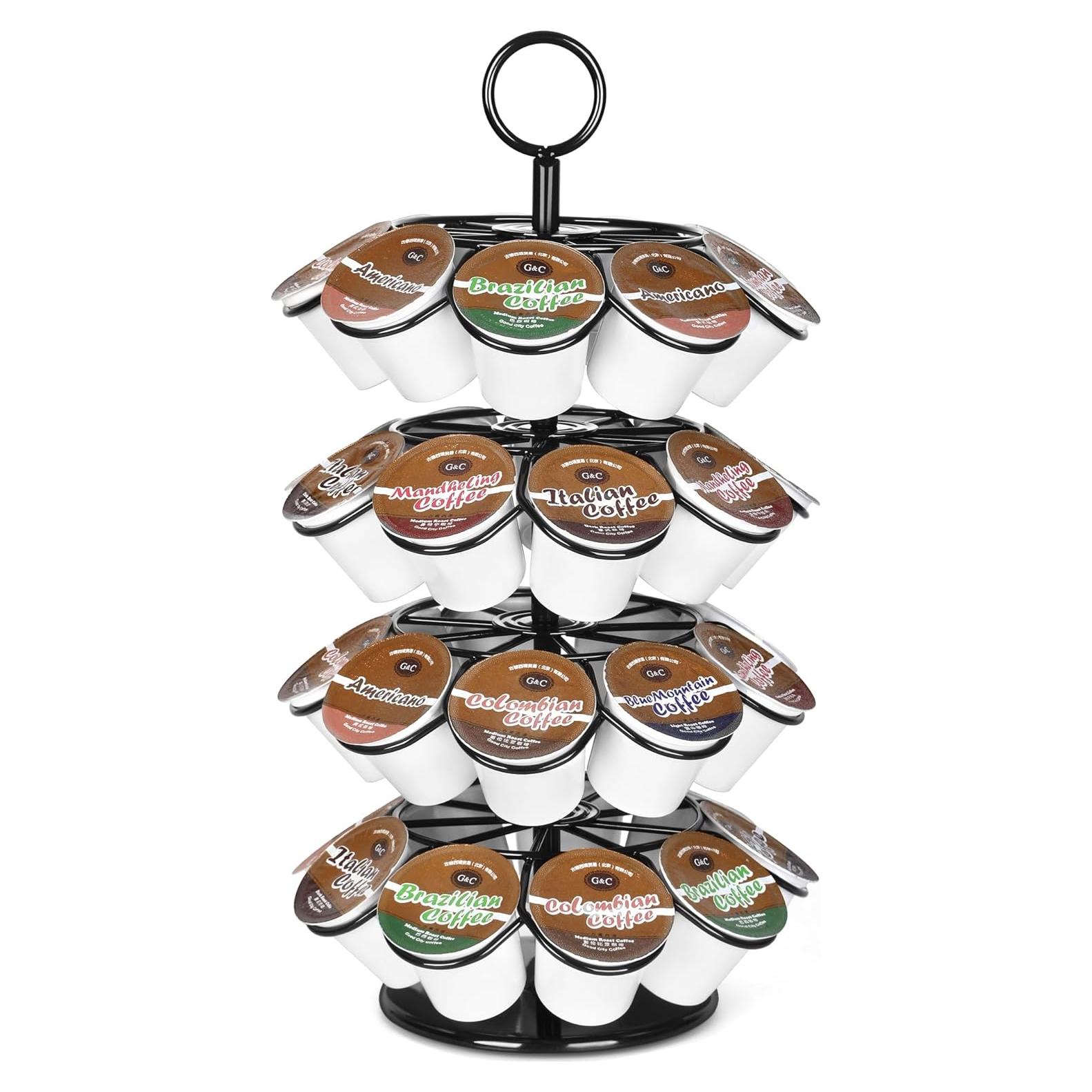 Soporte organizador K-Cup 36 cápsulas metal negro giratorio