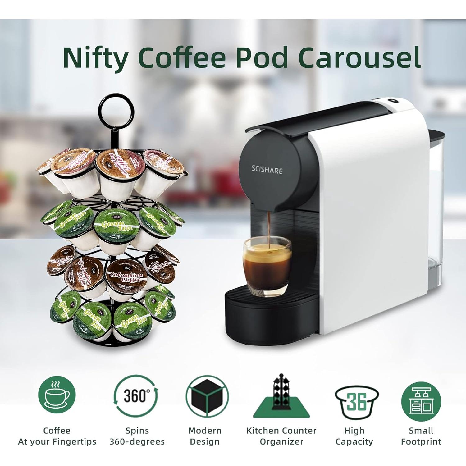 Soporte organizador K-Cup 36 cápsulas metal negro giratorio