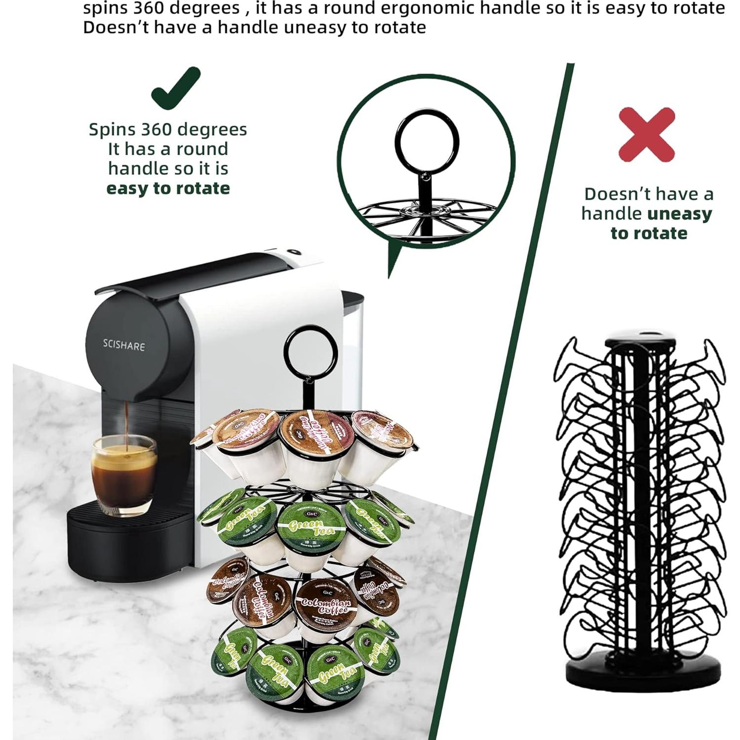 Soporte organizador K-Cup 36 cápsulas metal negro giratorio