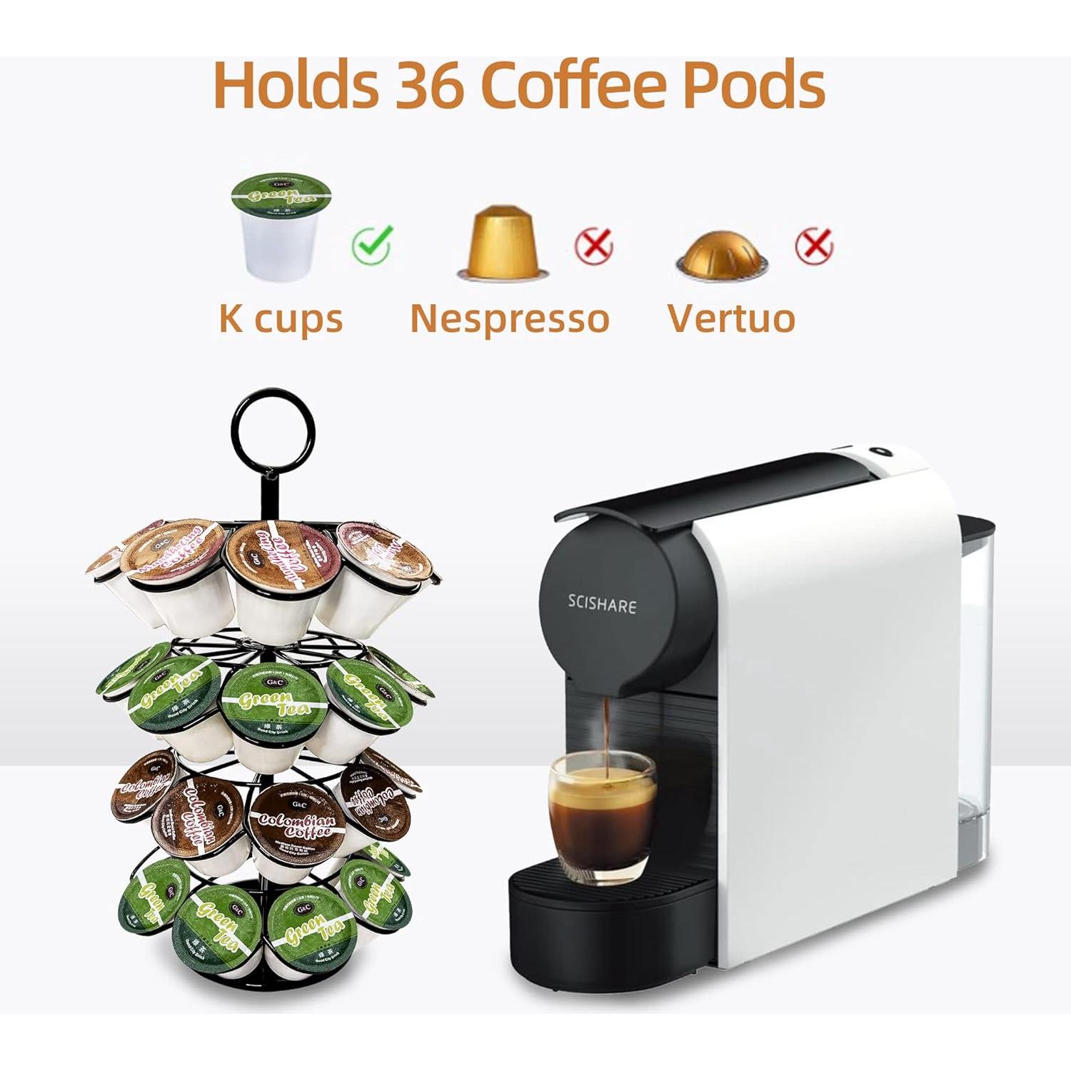 Soporte organizador K-Cup 36 cápsulas metal negro giratorio