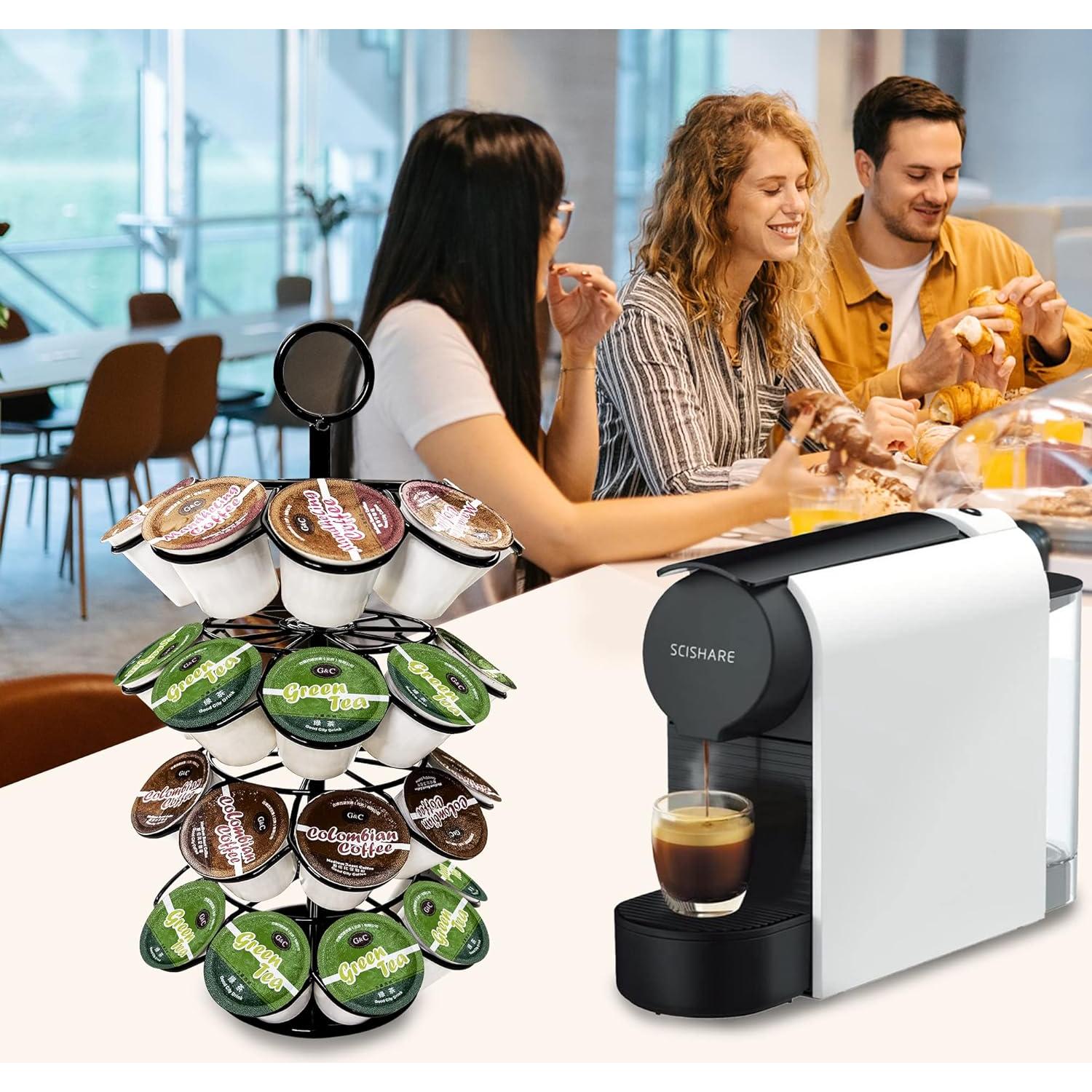 Soporte organizador K-Cup 36 cápsulas metal negro giratorio