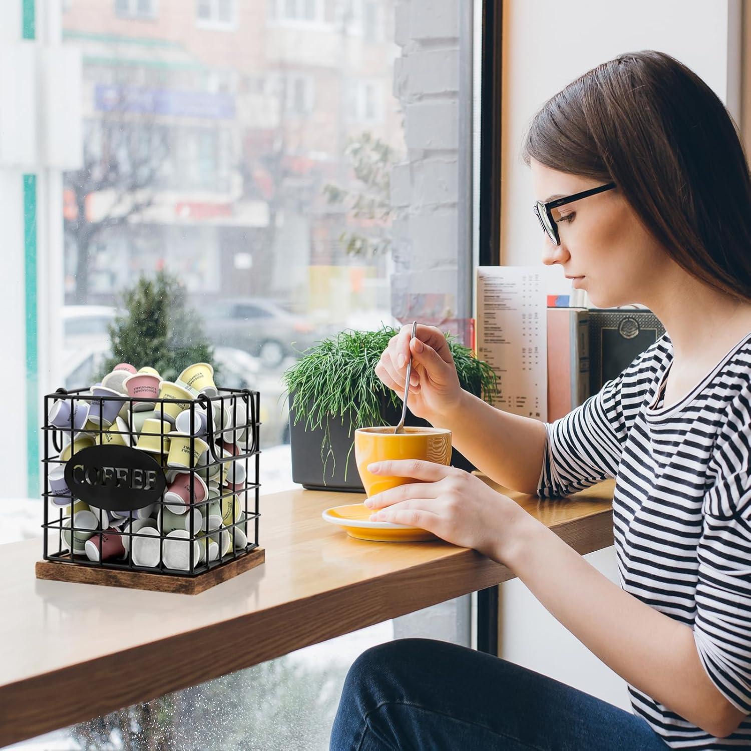 Organizador de Cápsulas de Café BCOZLUX Marrón Rústico 17.3x15.5cm