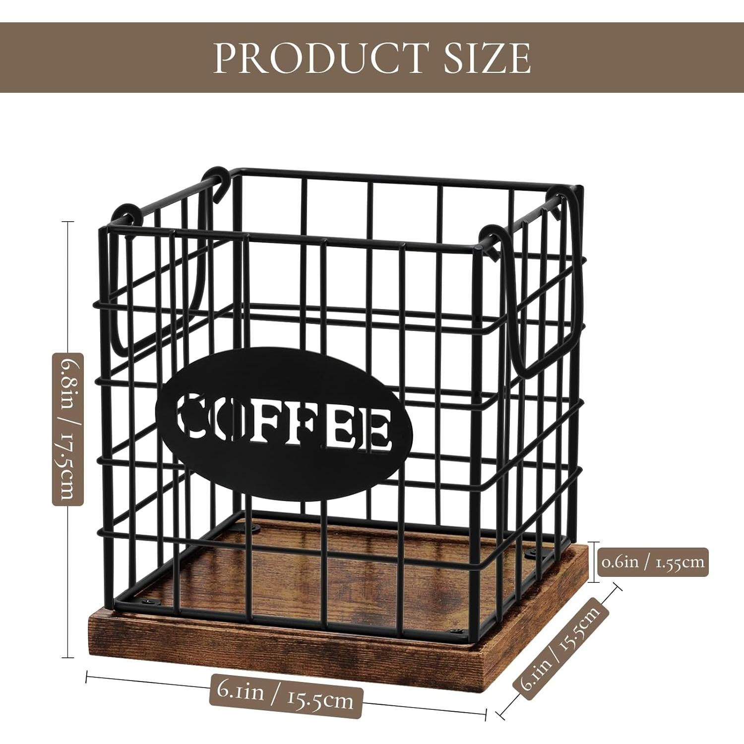 Organizador de Cápsulas de Café BCOZLUX Marrón Rústico 17.3x15.5cm