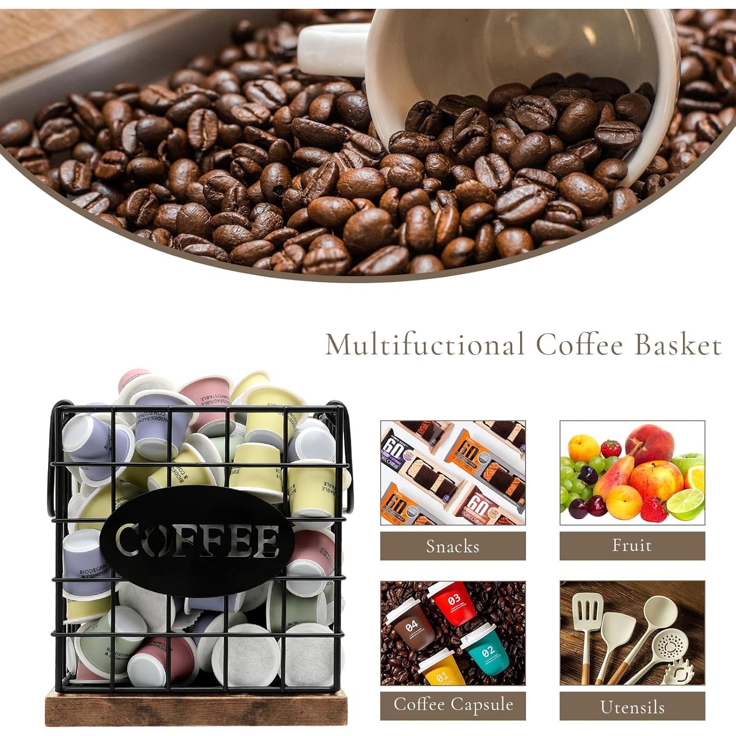 Organizador de Cápsulas de Café BCOZLUX Marrón Rústico 17.3x15.5cm