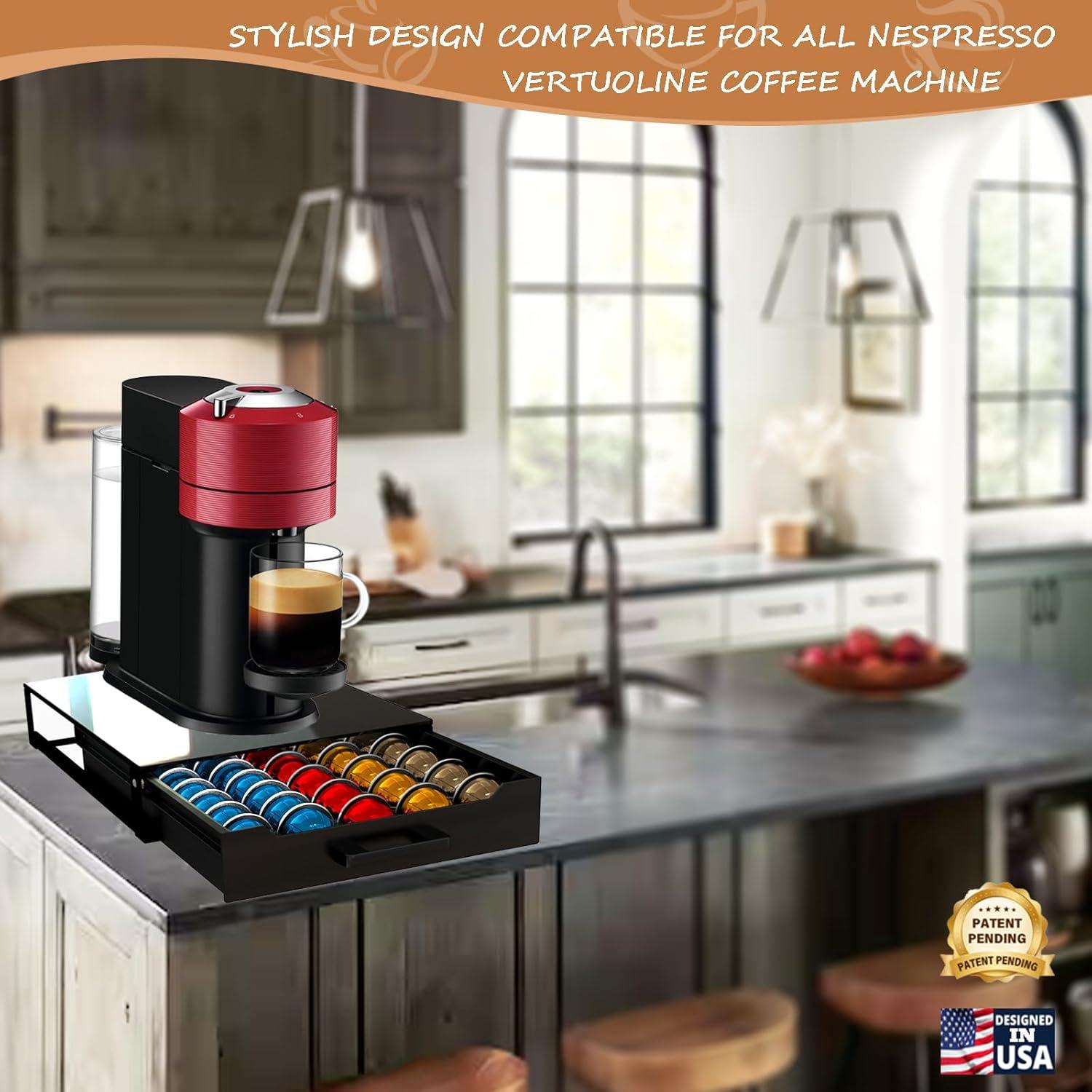 Organizador de Cajón para 75 Cápsulas Nespresso Vertuo Negro