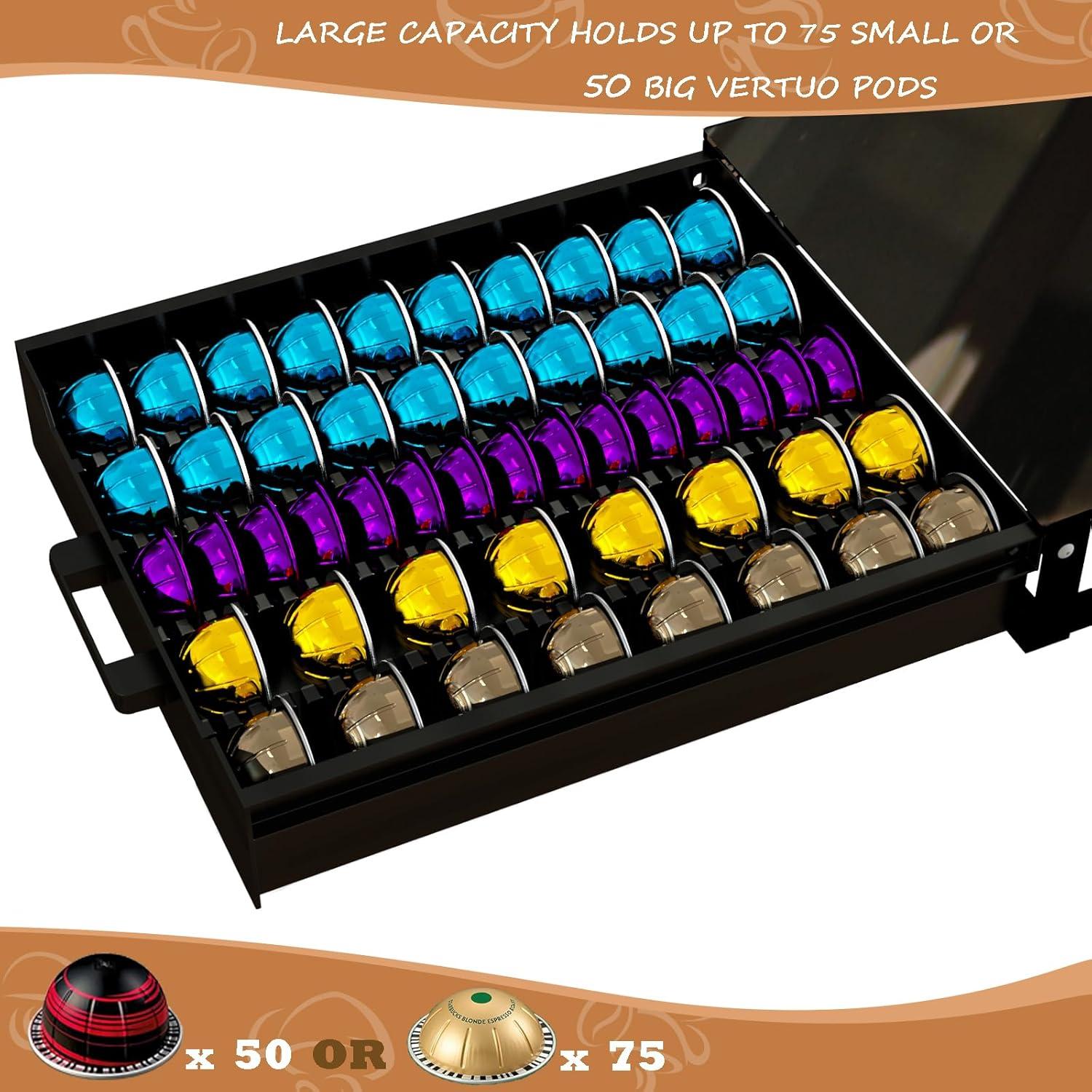 Organizador de Cajón para 75 Cápsulas Nespresso Vertuo Negro