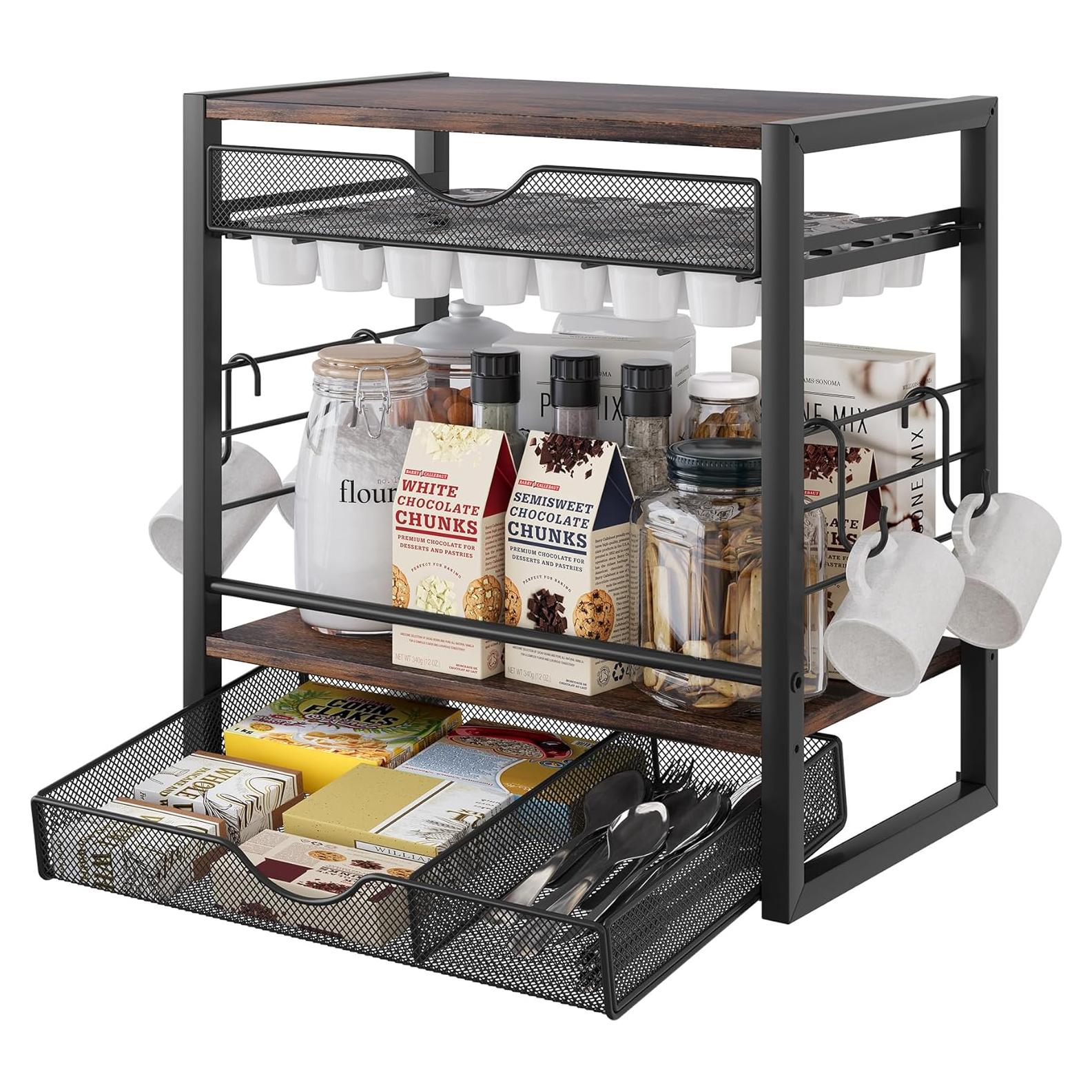 Organizador de Cafés TQVAI para 70 Cápsulas y Tazas - Negro