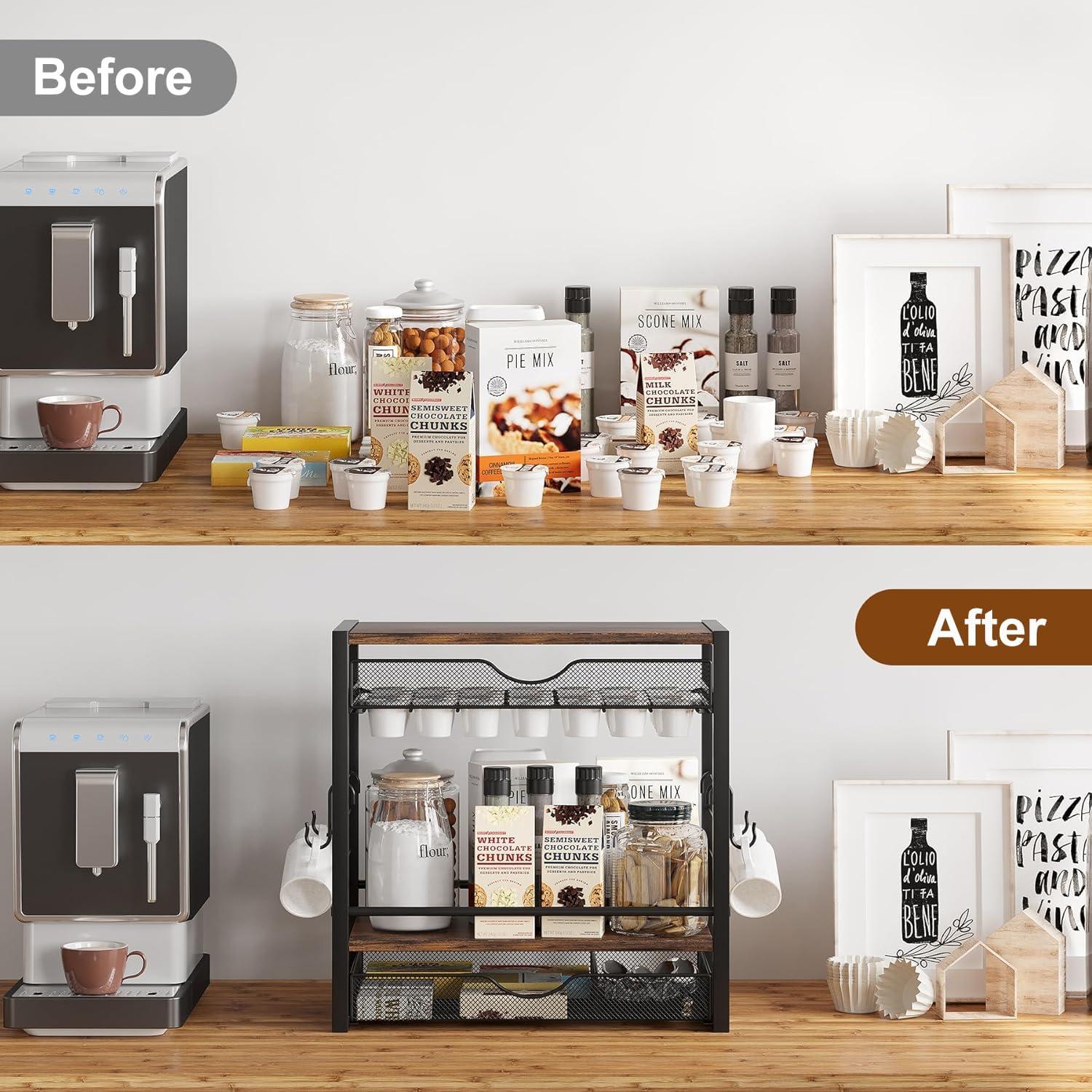 Organizador de Cafés TQVAI para 70 Cápsulas y Tazas - Negro