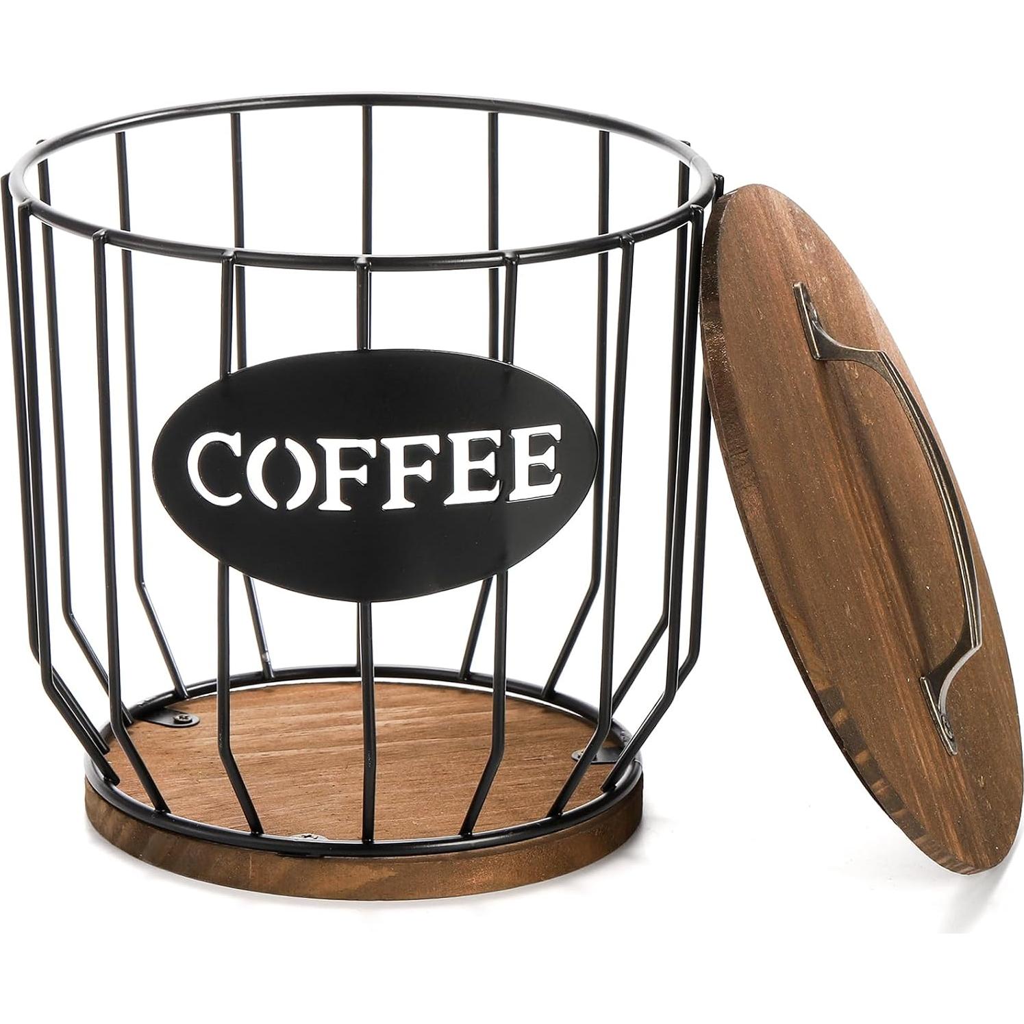 Soporte para cápsulas de café Yarlung con tapa y base de madera