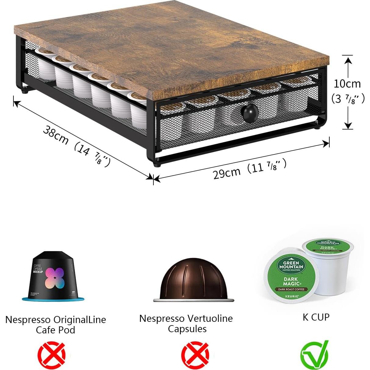 Organizador de K Cup Sedegn, Soporte Bajo Gabinete Marrón
