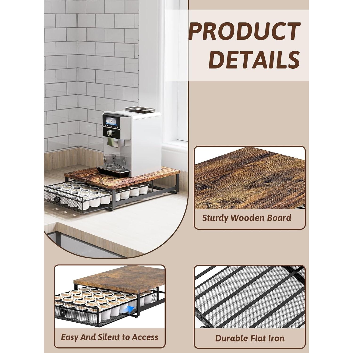 Organizador de K Cup Sedegn, Soporte Bajo Gabinete Marrón