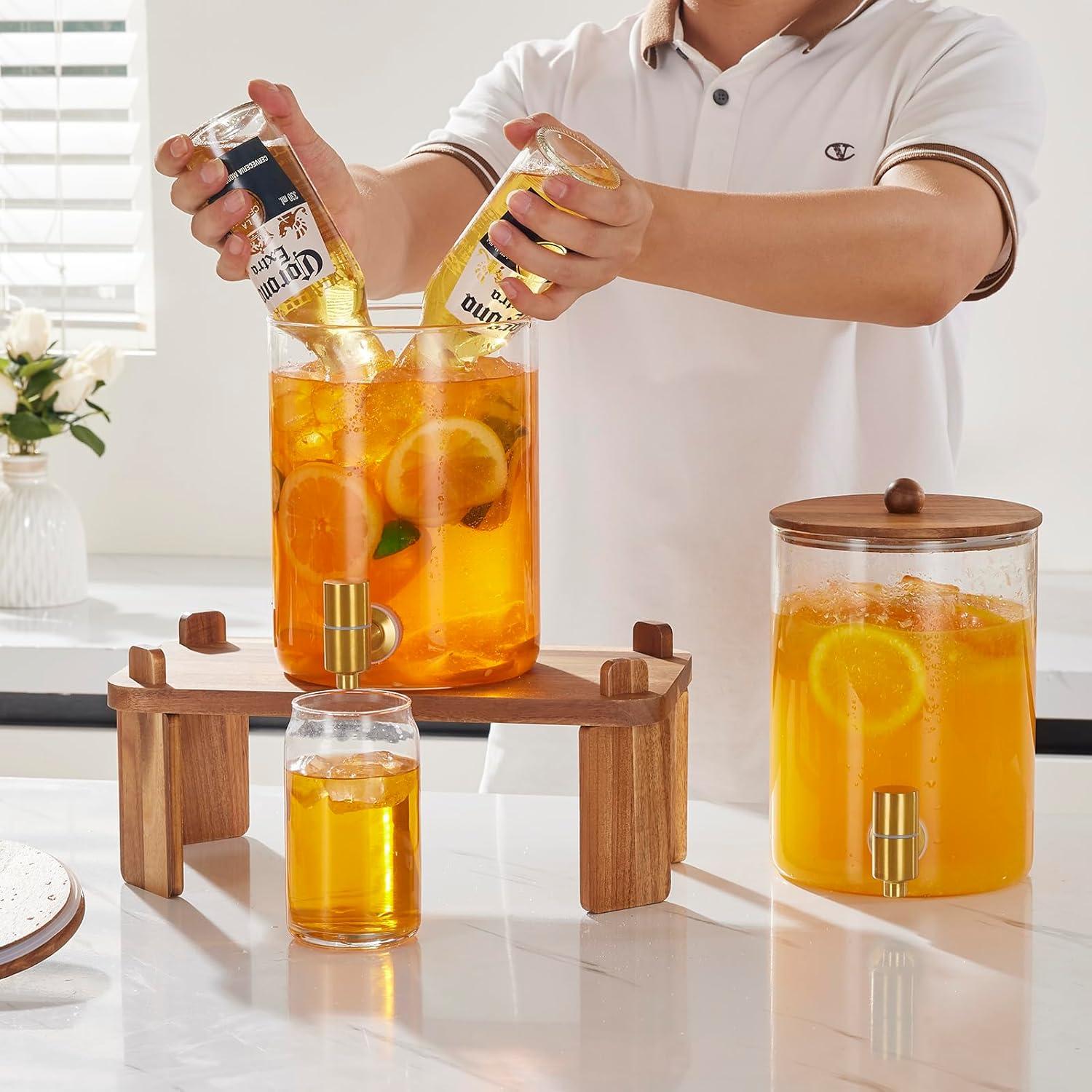 Dispensador de Bebidas de Vidrio FavorFlavor 3.8L con Soporte