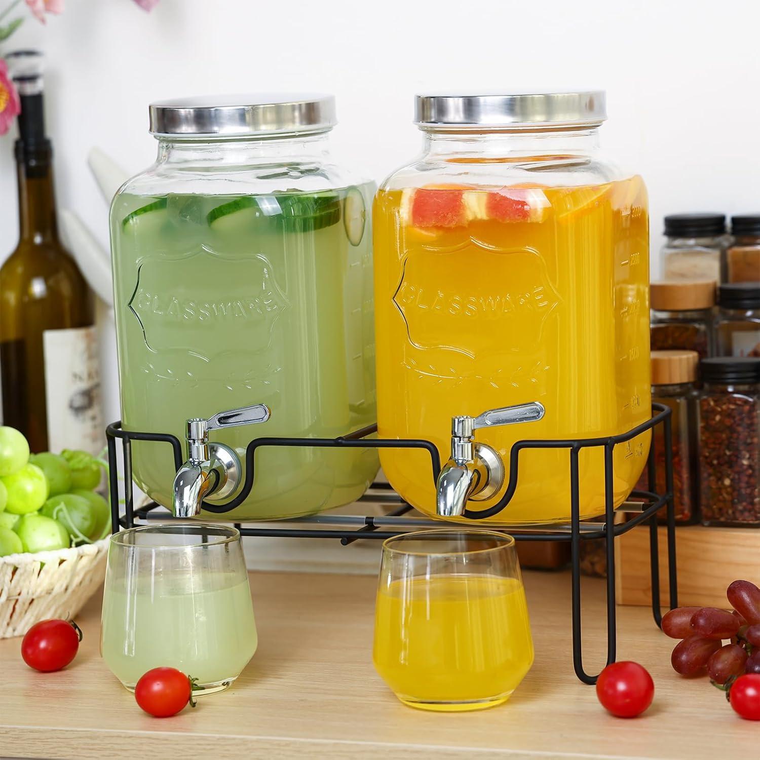 Dispensador de Bebidas de Vidrio Moretoes 3.78L 2 Pack con Soporte