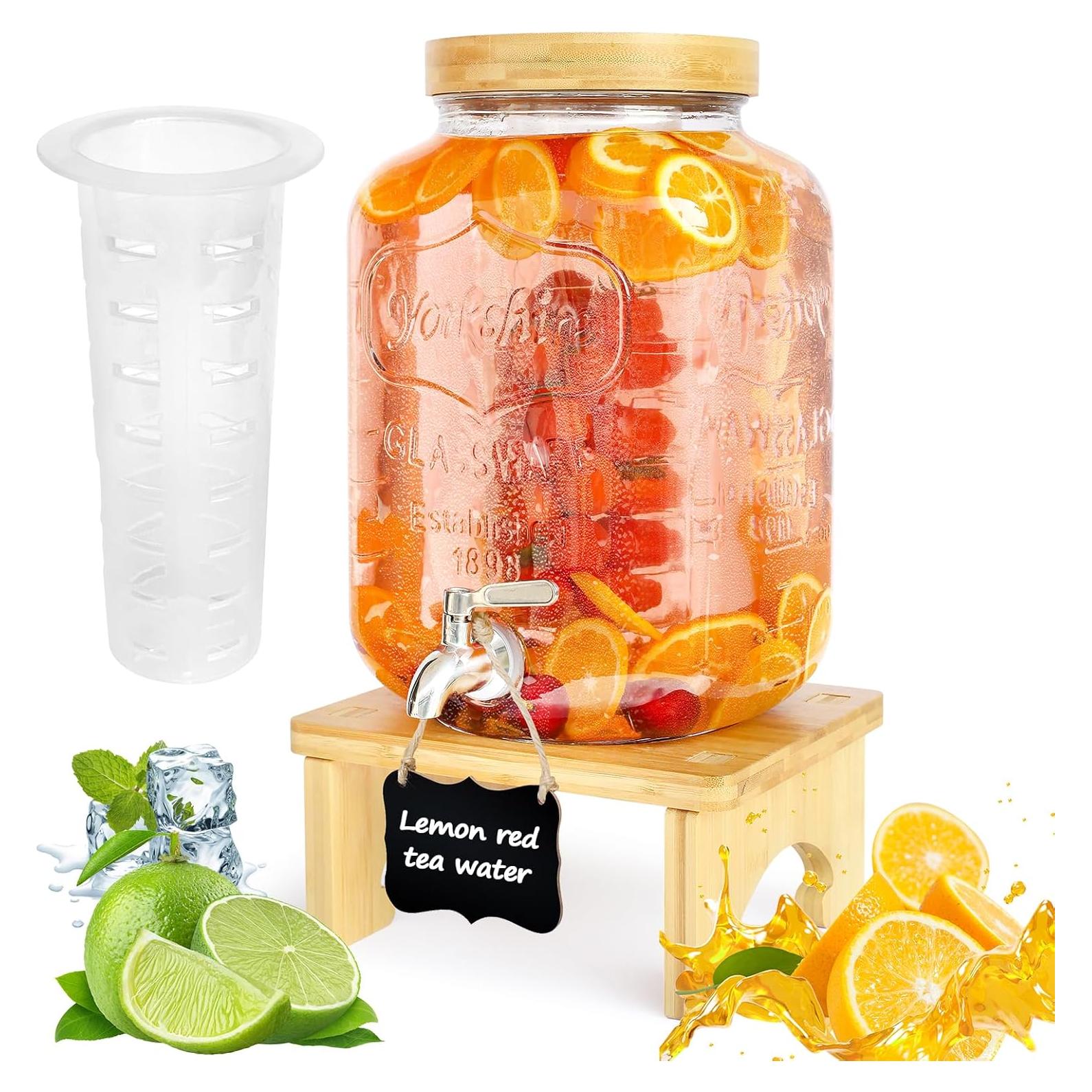 Dispensador de Bebidas de Vidrio 2 Galones PSUTBPAT con Soporte