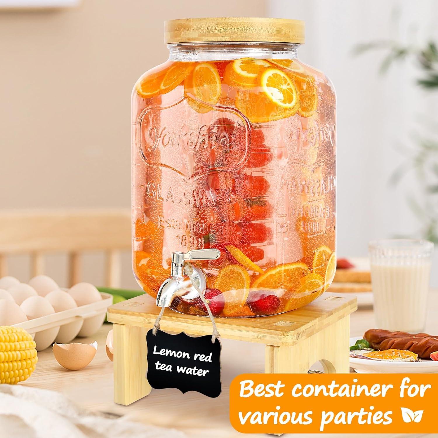 Dispensador de Bebidas de Vidrio 2 Galones PSUTBPAT con Soporte