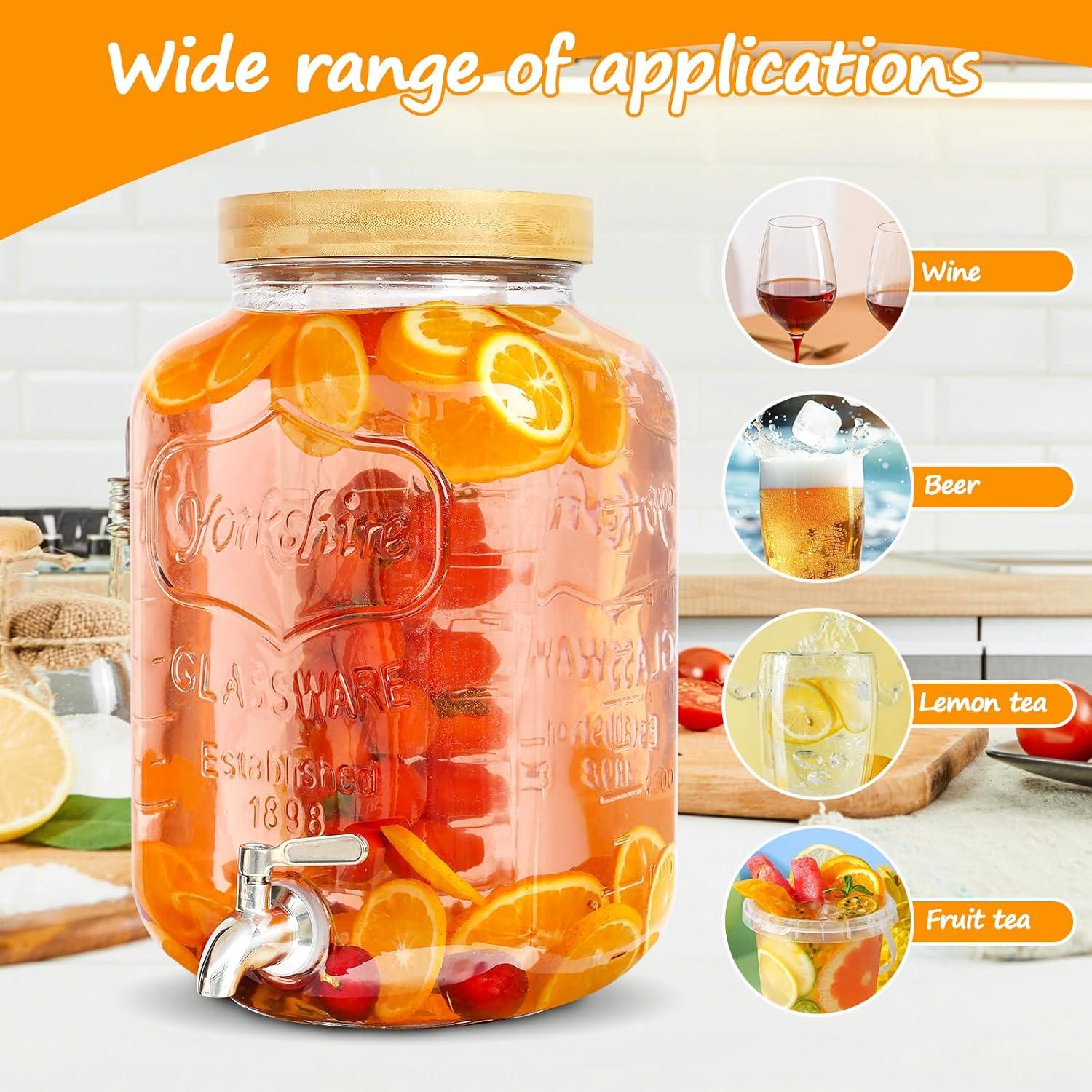 Dispensador de Bebidas de Vidrio 2 Galones PSUTBPAT con Soporte