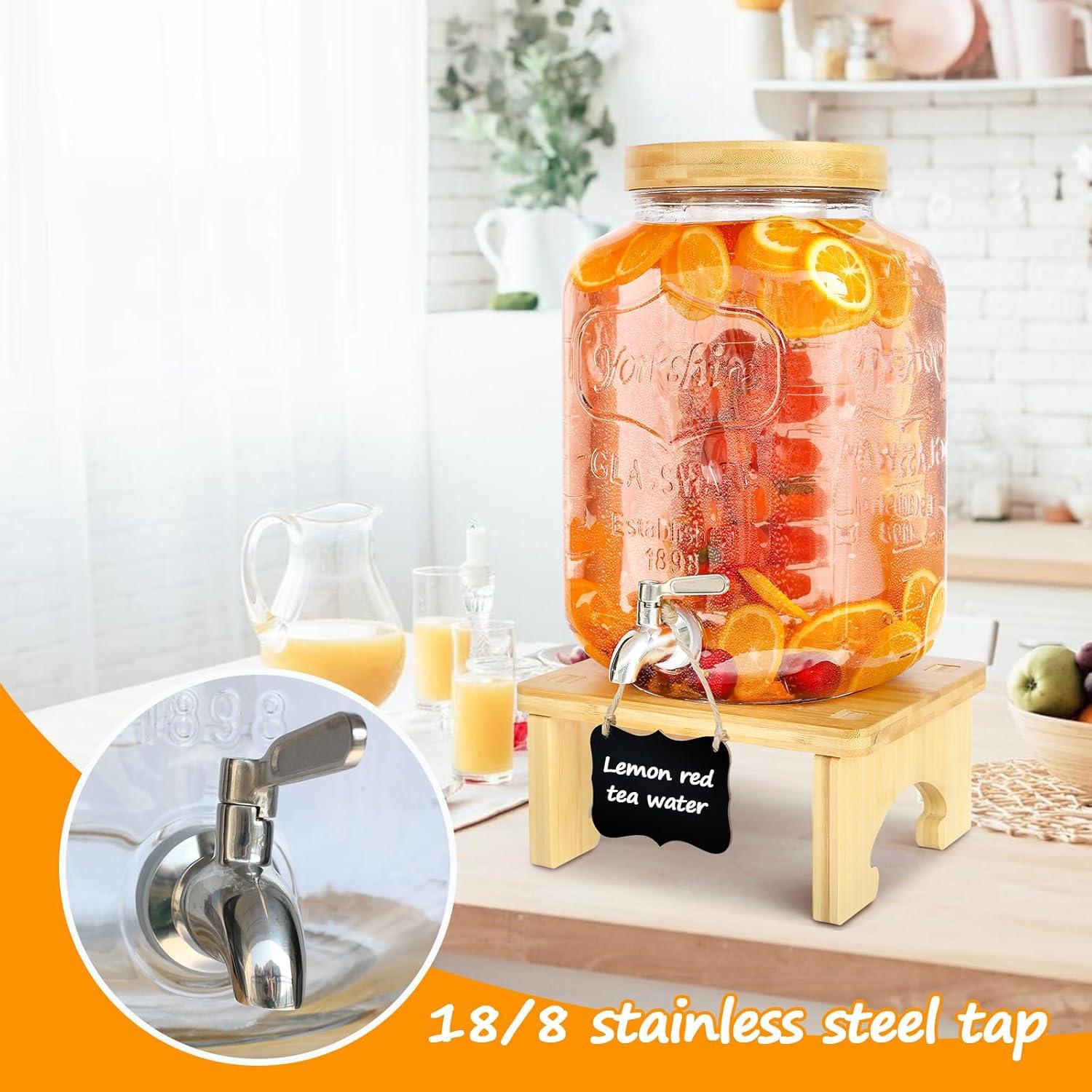 Dispensador de Bebidas de Vidrio 2 Galones PSUTBPAT con Soporte