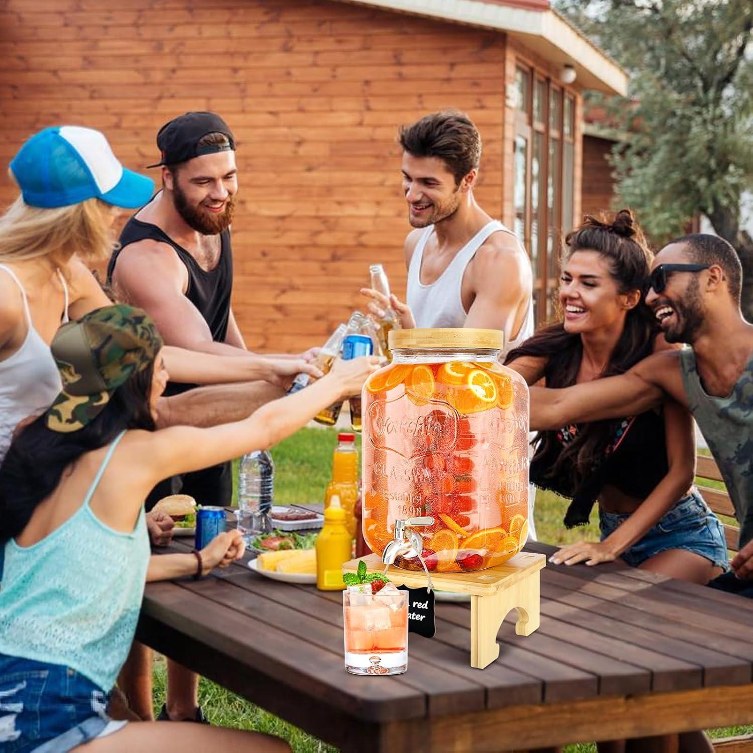 Dispensador de Bebidas de Vidrio 2 Galones PSUTBPAT con Soporte