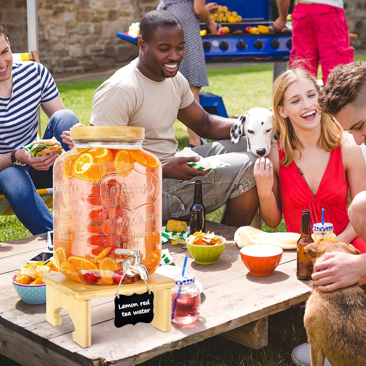 Dispensador de Bebidas de Vidrio 2 Galones PSUTBPAT con Soporte