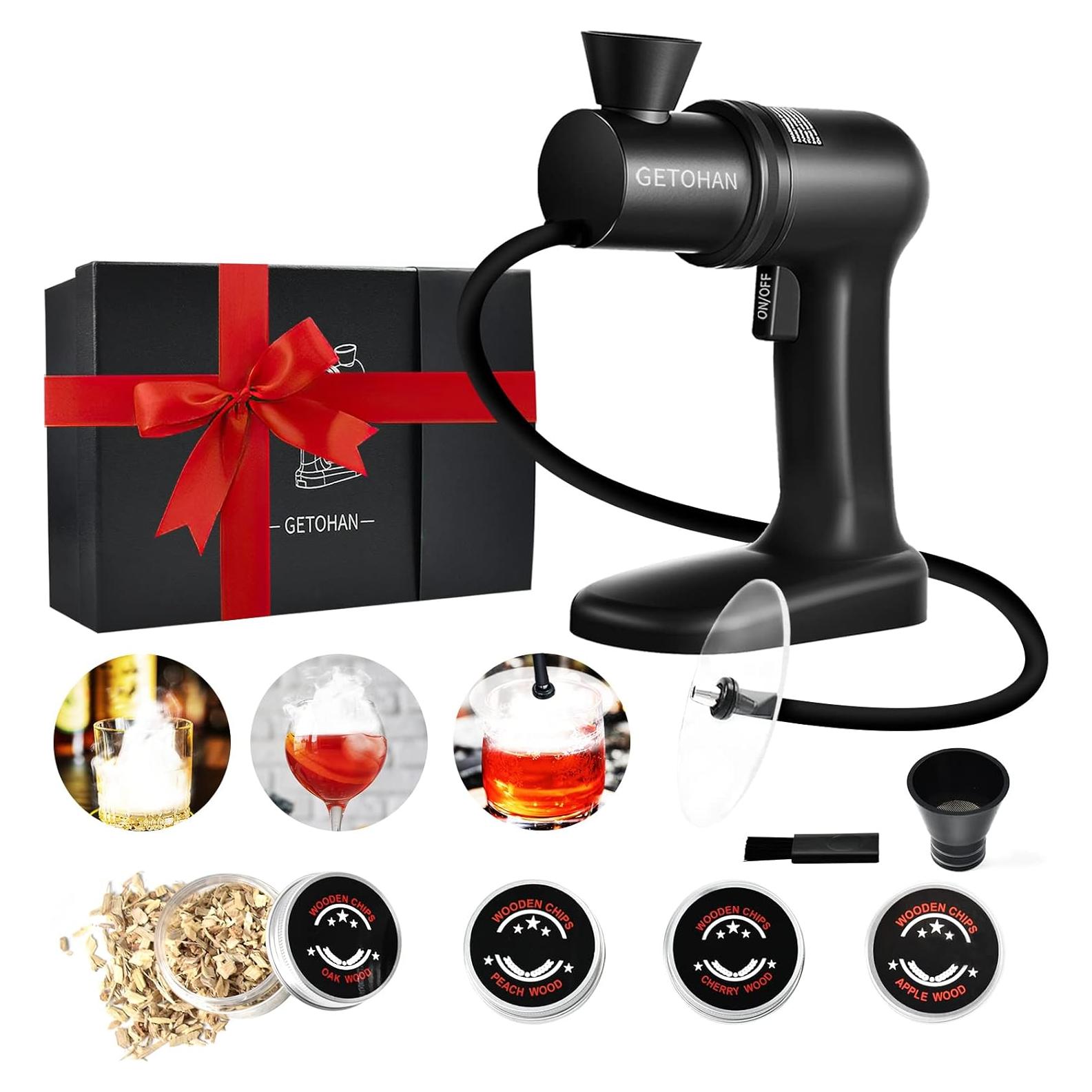 Cocktail Smoker kit, Smoking Gun Drink and Food Smoker Old Fashioned Smoking kit Infuse Cocktail Whiskey Bourbon with Disk Lid and Wood Chips, Starter Kit, 10 PCS