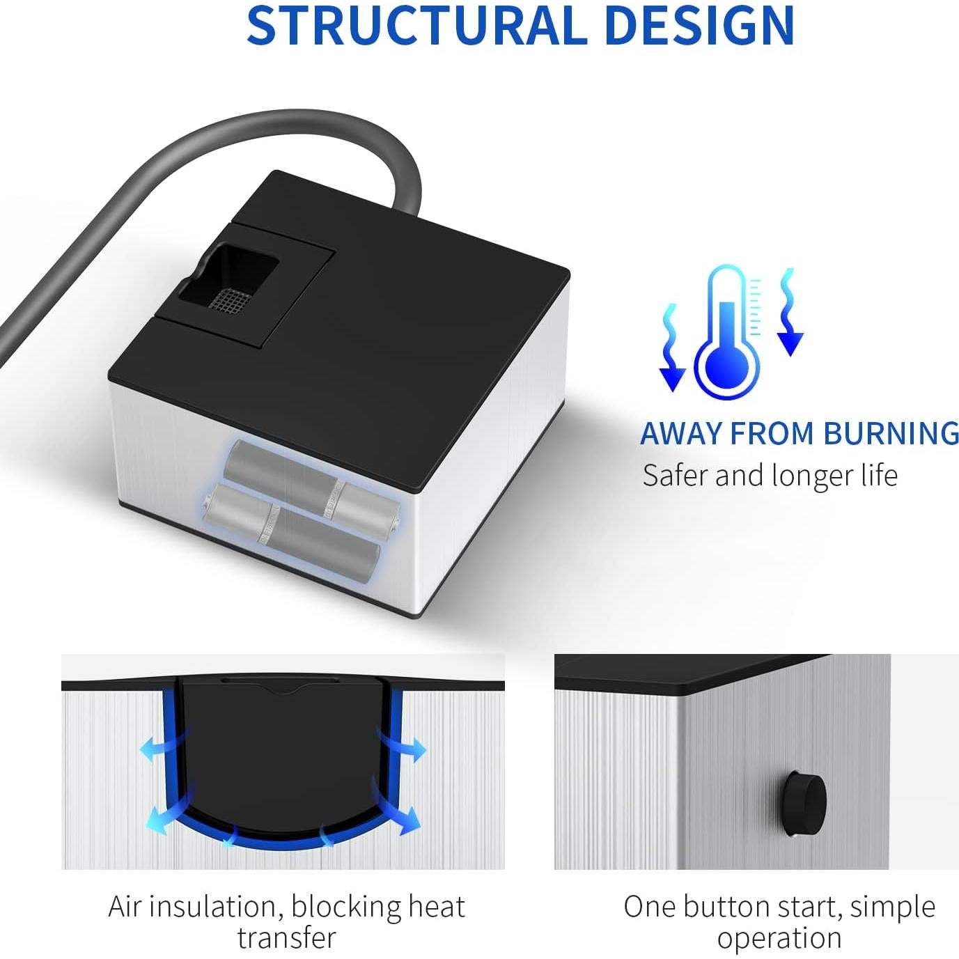 Ahumador de Alimentos Wancle Pistola de Humo Portátil Plata