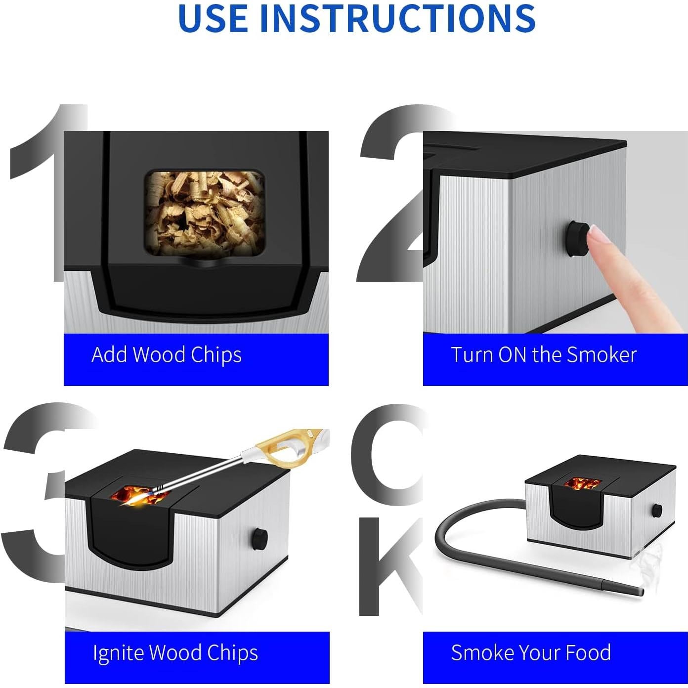 Ahumador de Alimentos Wancle Pistola de Humo Portátil Plata
