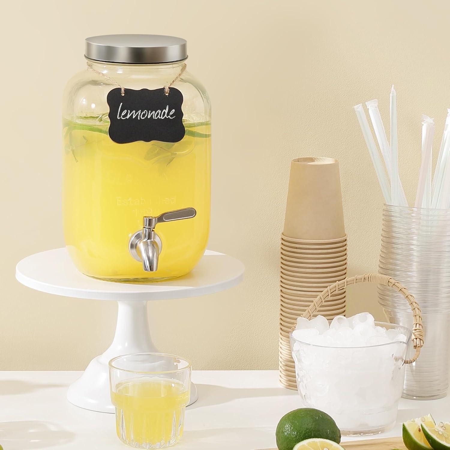 Dispensador de Bebidas de Vidrio 1 Galón HomeFeel Acero Inoxidable