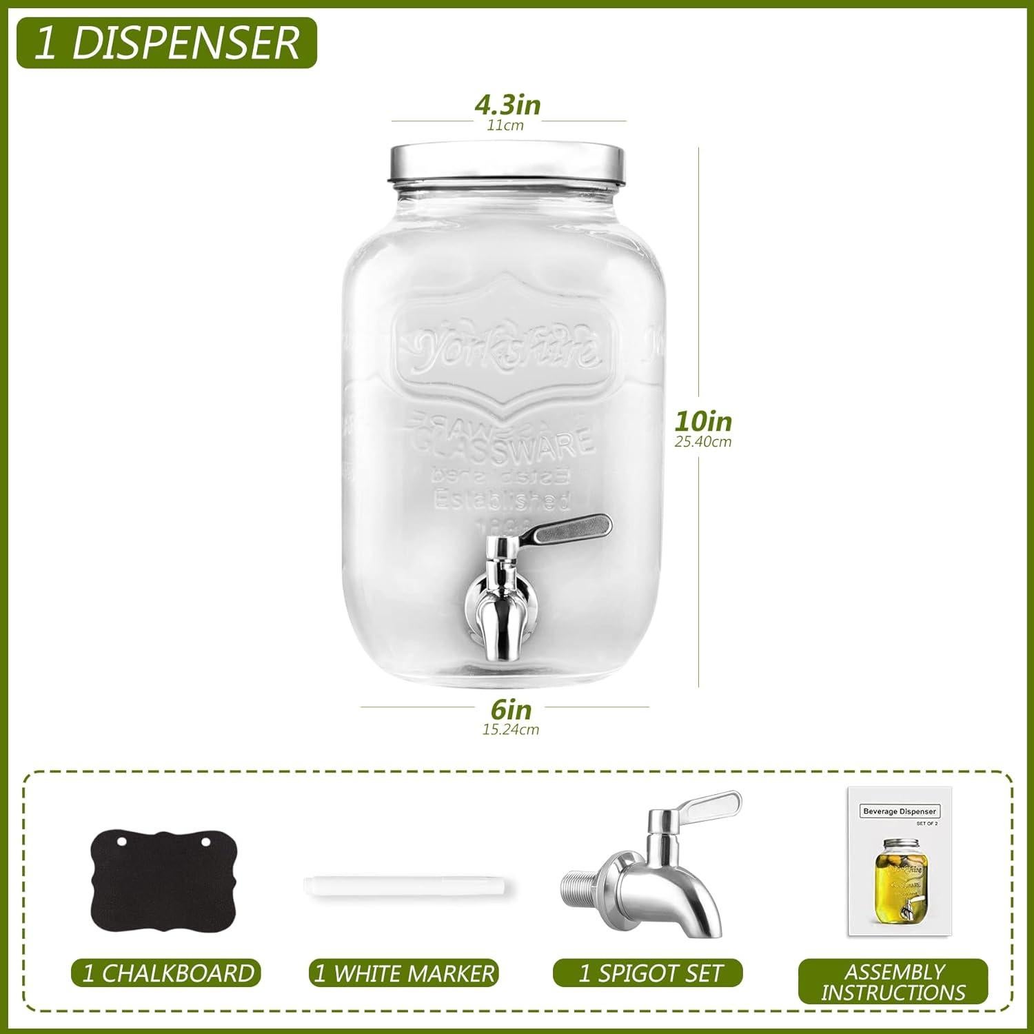 Dispensador de Bebidas de Vidrio 1 Galón HomeFeel Acero Inoxidable