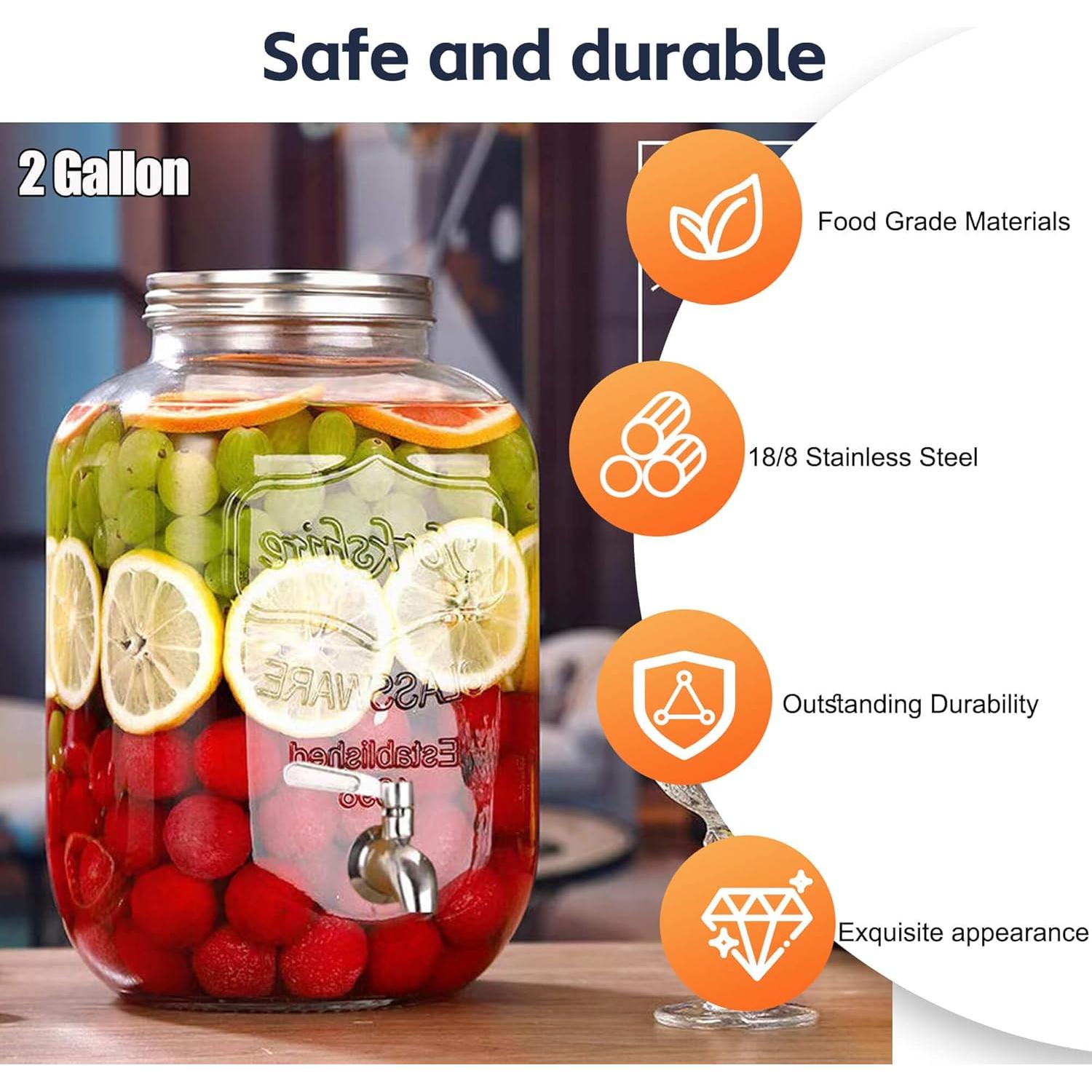 Dispensadores de Bebidas de Vidrio JOFUYU 2 Galones 2 Pack