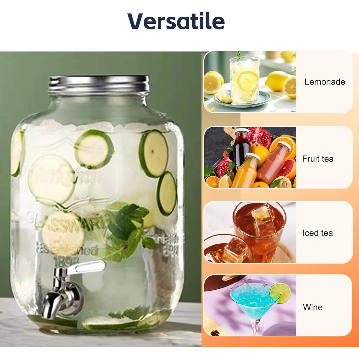 Dispensadores de Bebidas de Vidrio JOFUYU 2 Galones 2 Pack