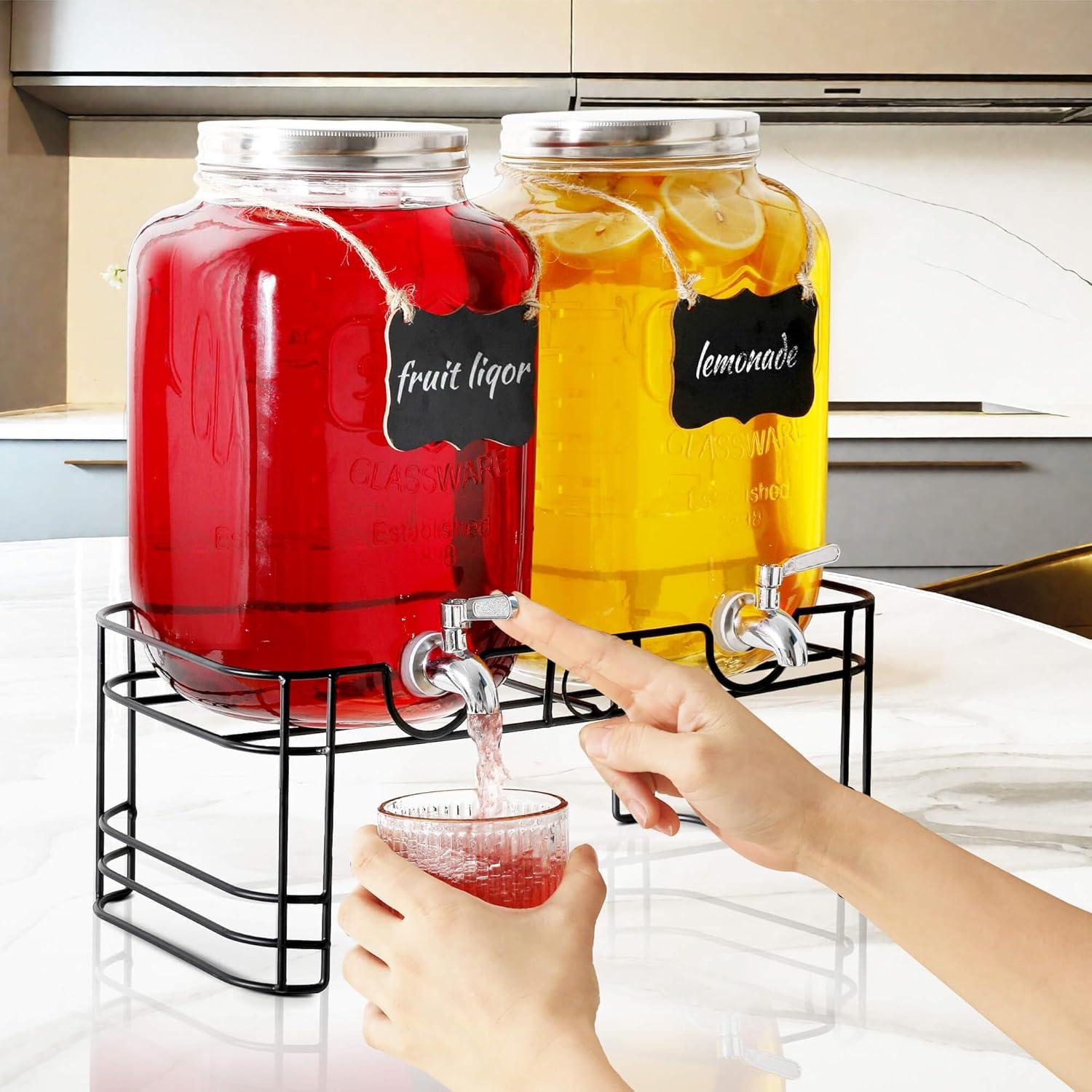 Dispensadores de Bebidas de Vidrio JOFUYU 2 Galones 2 Pack