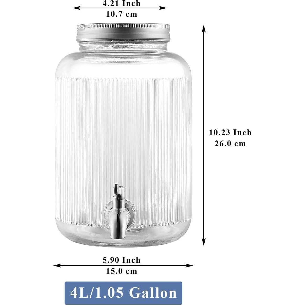 Dispensador de Bebidas Evanda 4 Litros con Grifos de Acero Inoxidable