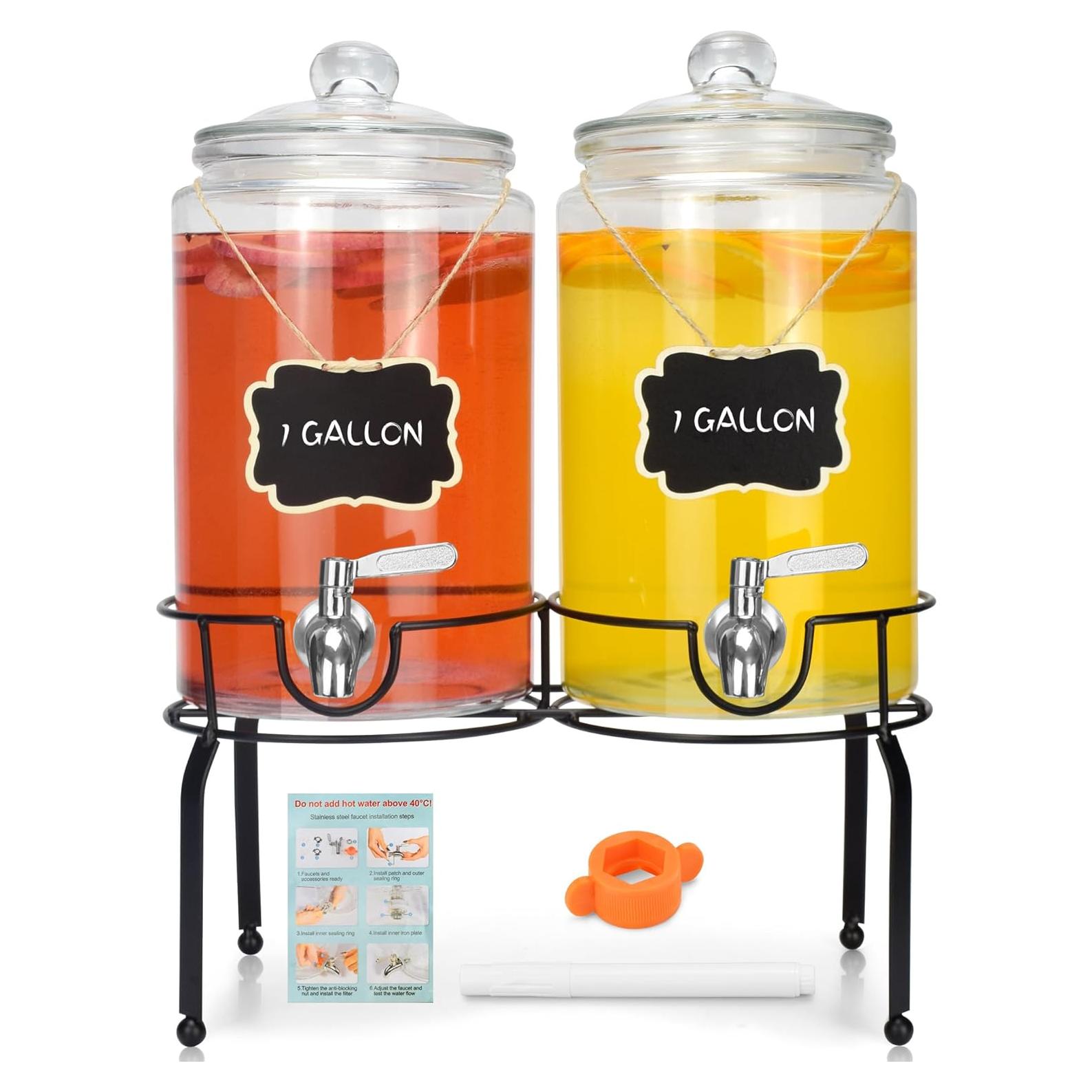 Dispensador de Bebidas de Vidrio 1 Galón PARASIDOS 2 Paquete