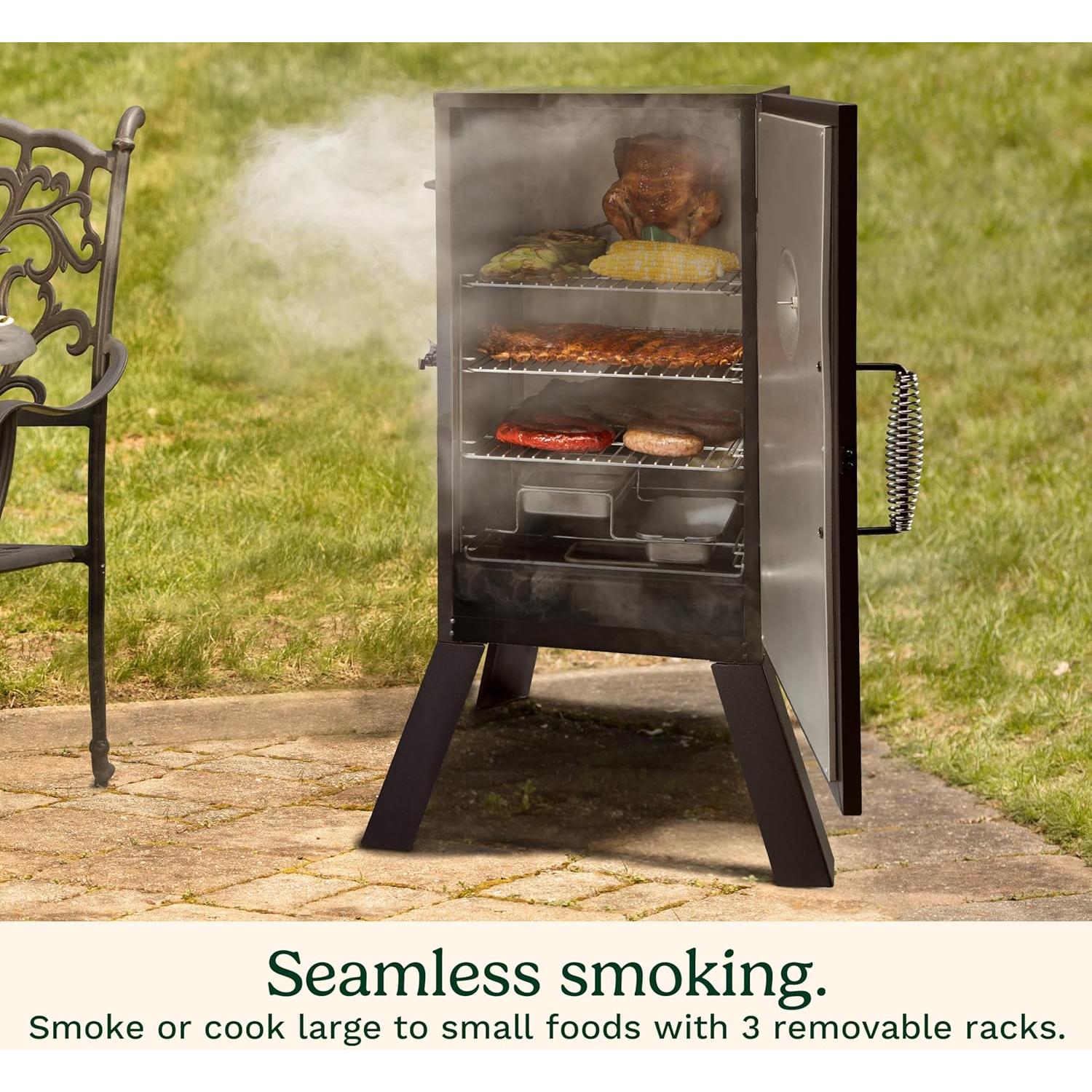 Cuisinart 30" Electric Smoker, 3 Adjustable Racks, Large Capacity BBQ Meat Smoker, Water & Wood Trays for Smoked Meat, Brisket, Salmon & Jerky, Adjustable Temperature Control