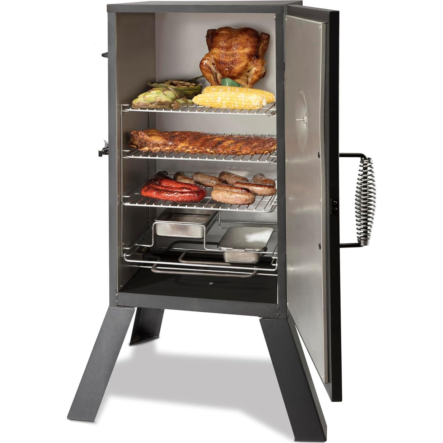Cuisinart 30" Electric Smoker, 3 Adjustable Racks, Large Capacity BBQ Meat Smoker, Water & Wood Trays for Smoked Meat, Brisket, Salmon & Jerky, Adjustable Temperature Control
