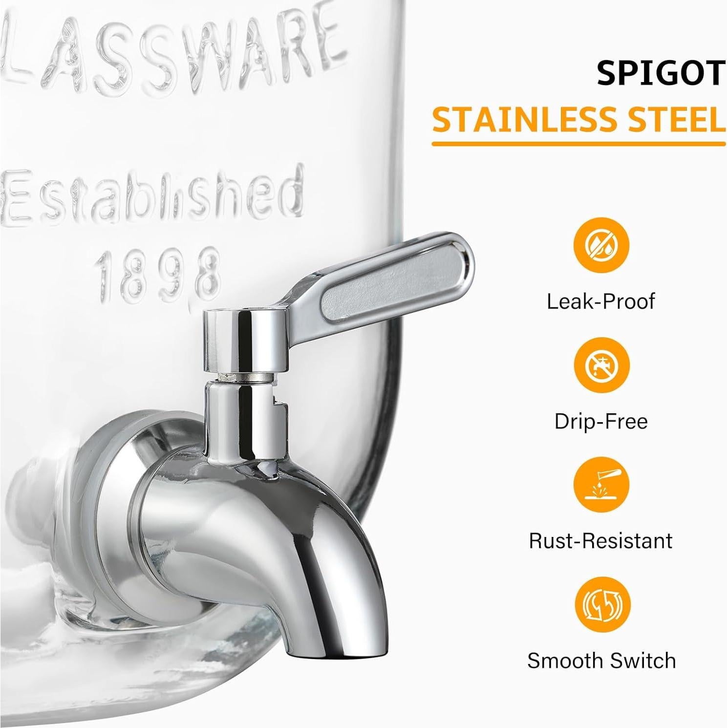 Dispensador de Bebidas de Vidrio NETANY 2 Galones con Soporte