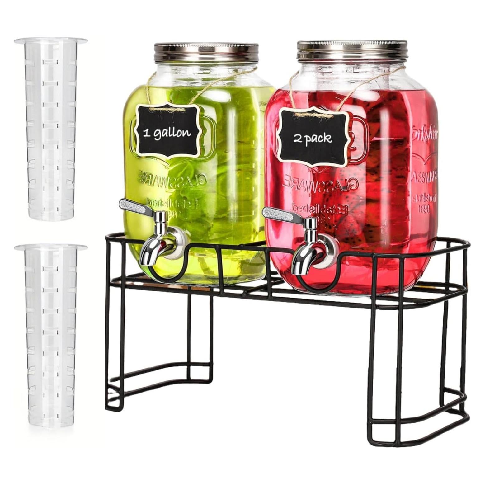 Paquete de 2 dispensadores de vidrio 3.78L Leilifre con grifo