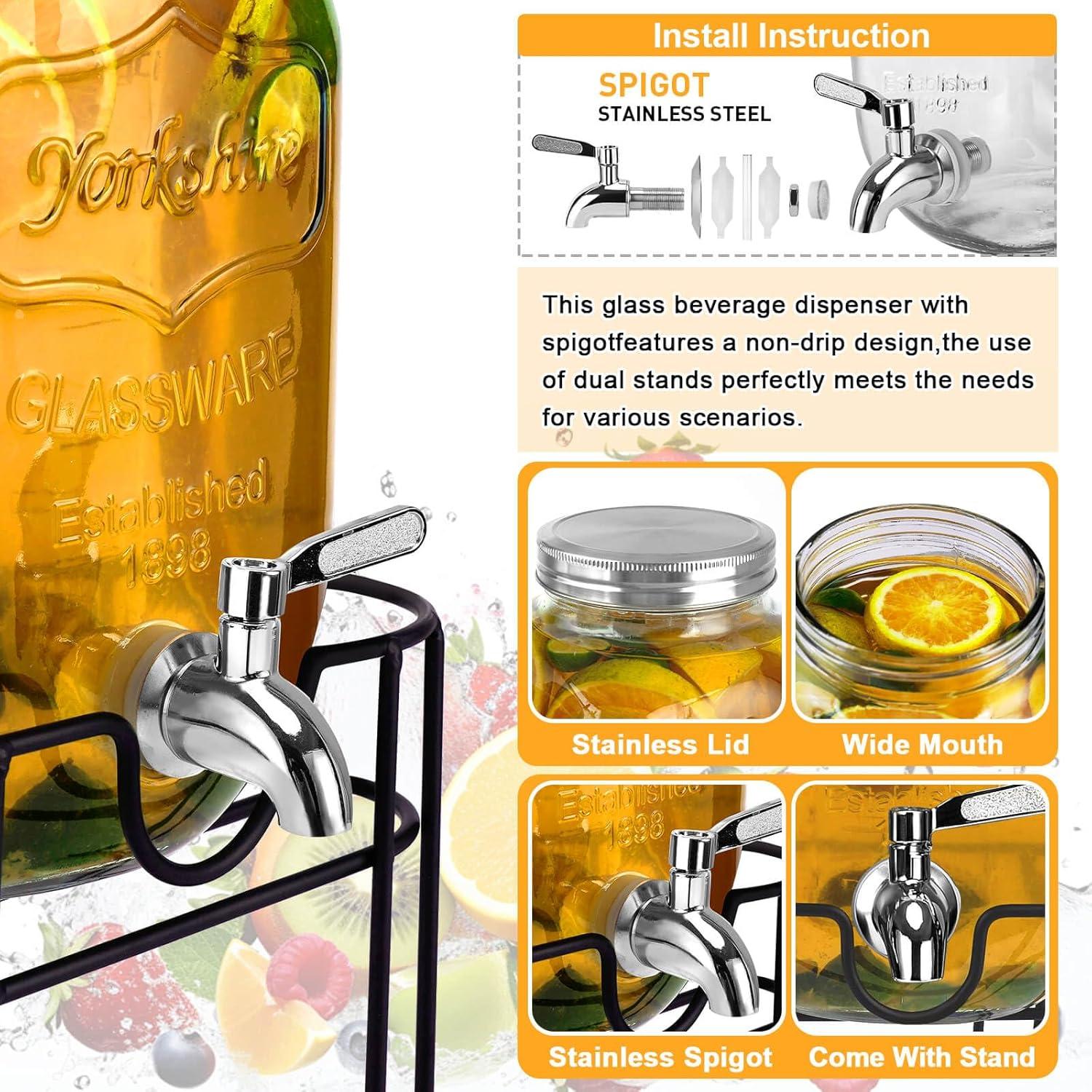 Paquete de 2 dispensadores de vidrio 3.78L Leilifre con grifo