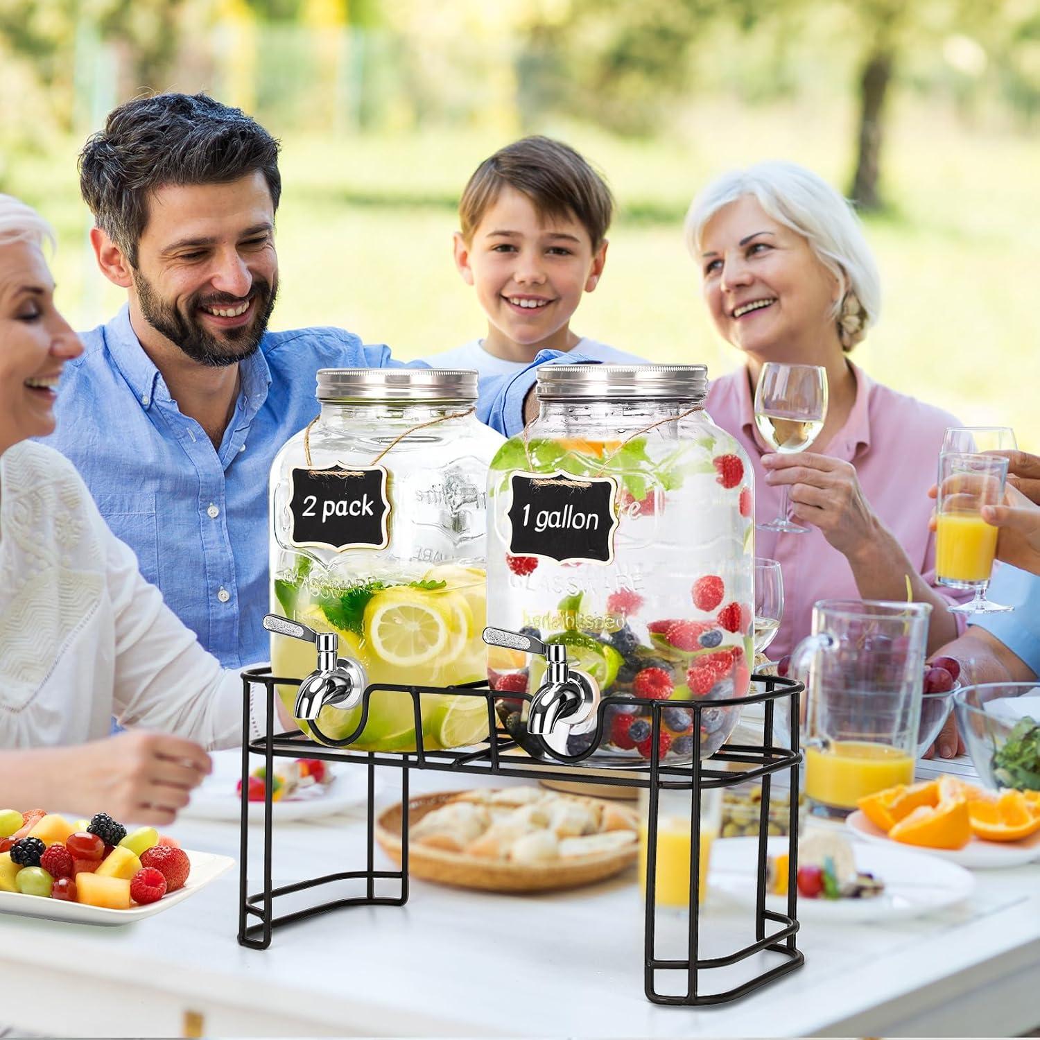 Paquete de 2 dispensadores de vidrio 3.78L Leilifre con grifo