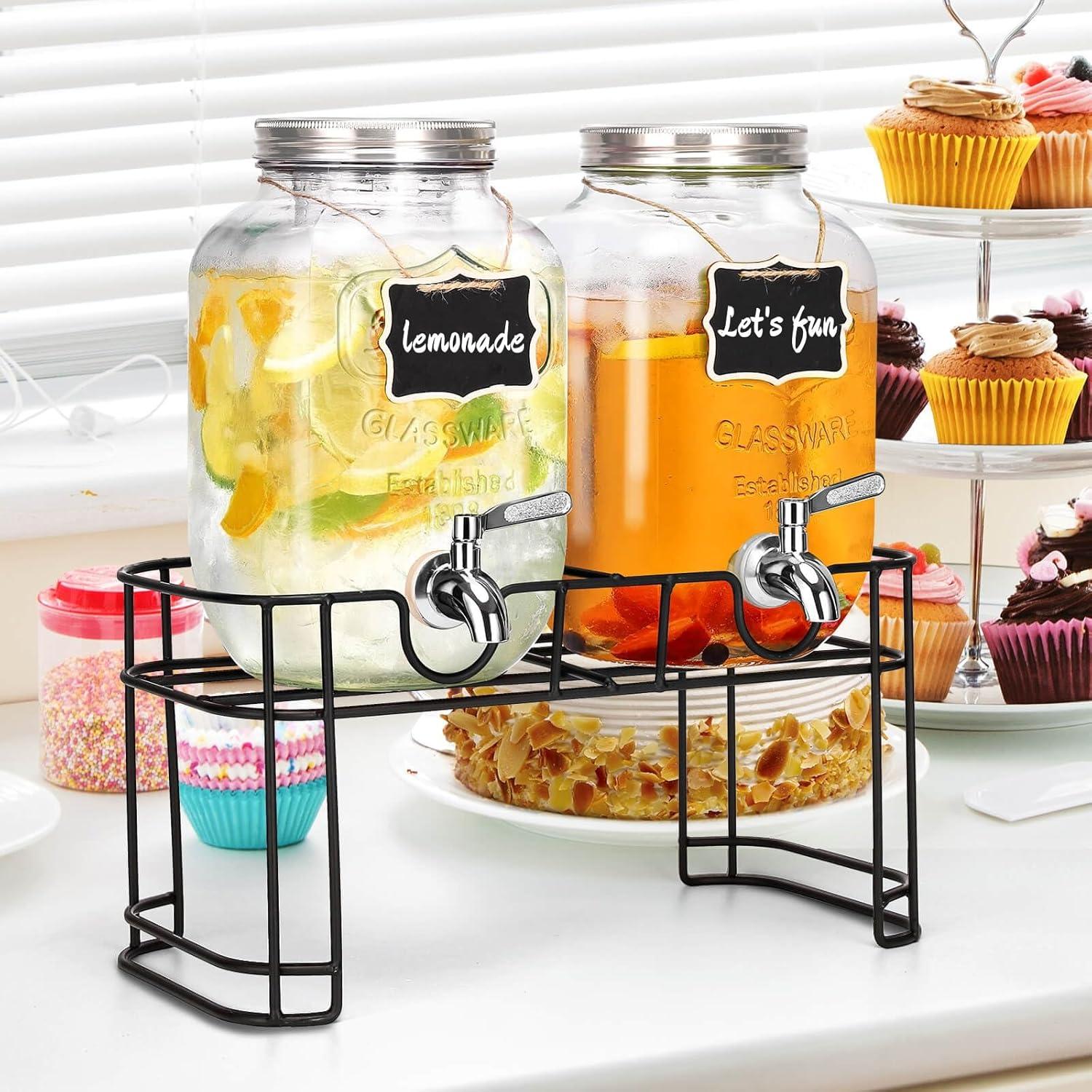 Paquete de 2 dispensadores de vidrio 3.78L Leilifre con grifo