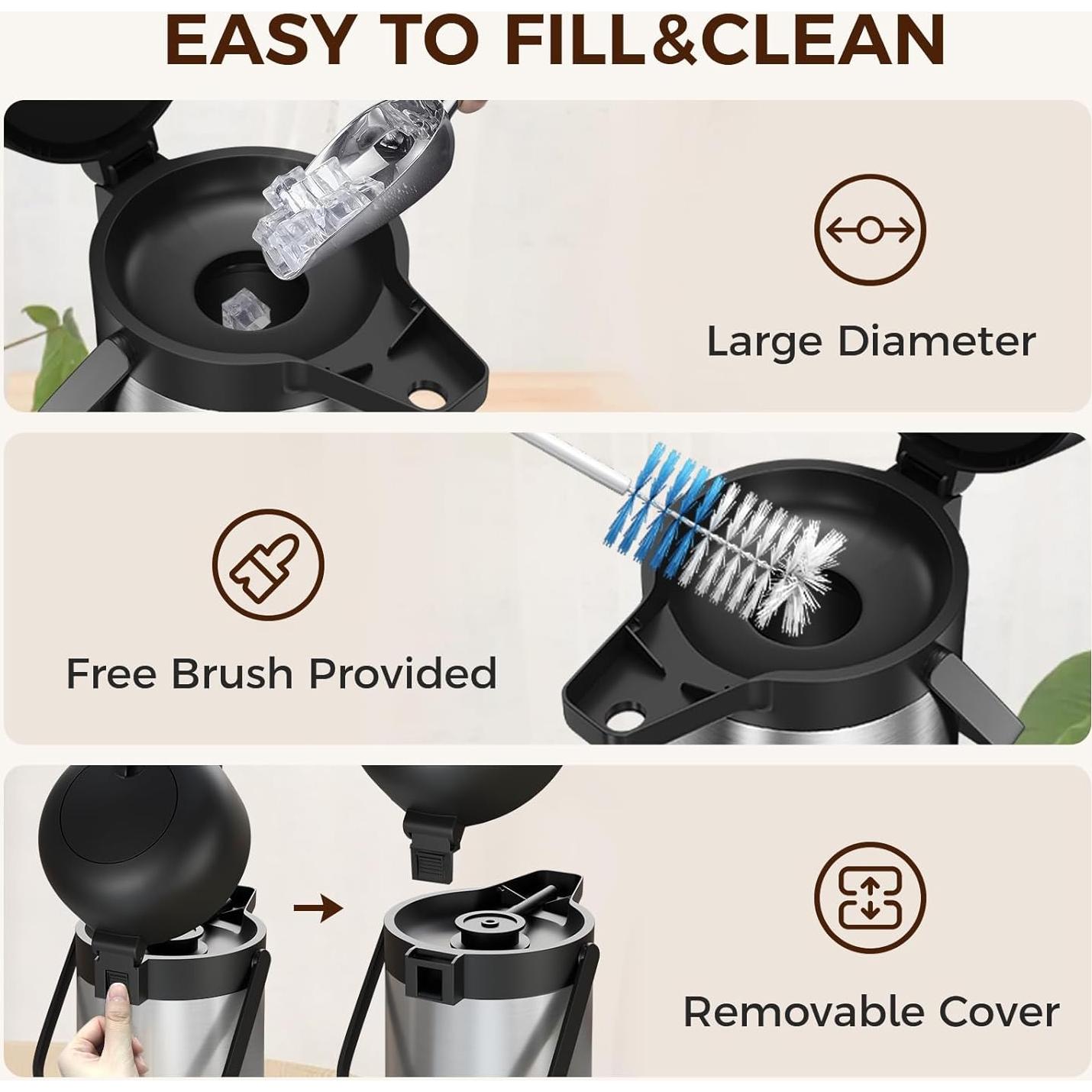 Jarra de café Airpot Gezoss 3L Acero Inoxidable Aislada