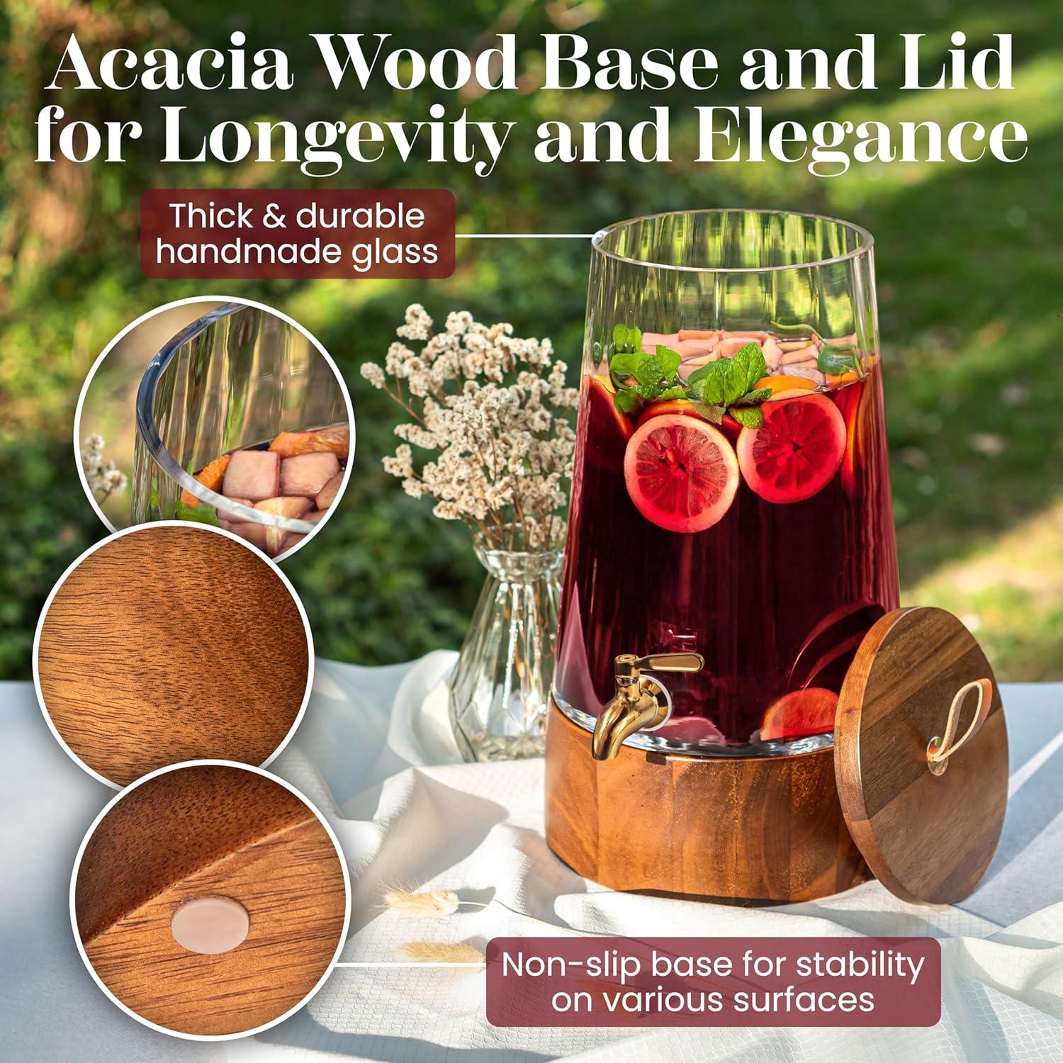 Dispensador de Bebidas de Vidrio Foodle 6.51L con Grifo de Acero Inoxidable