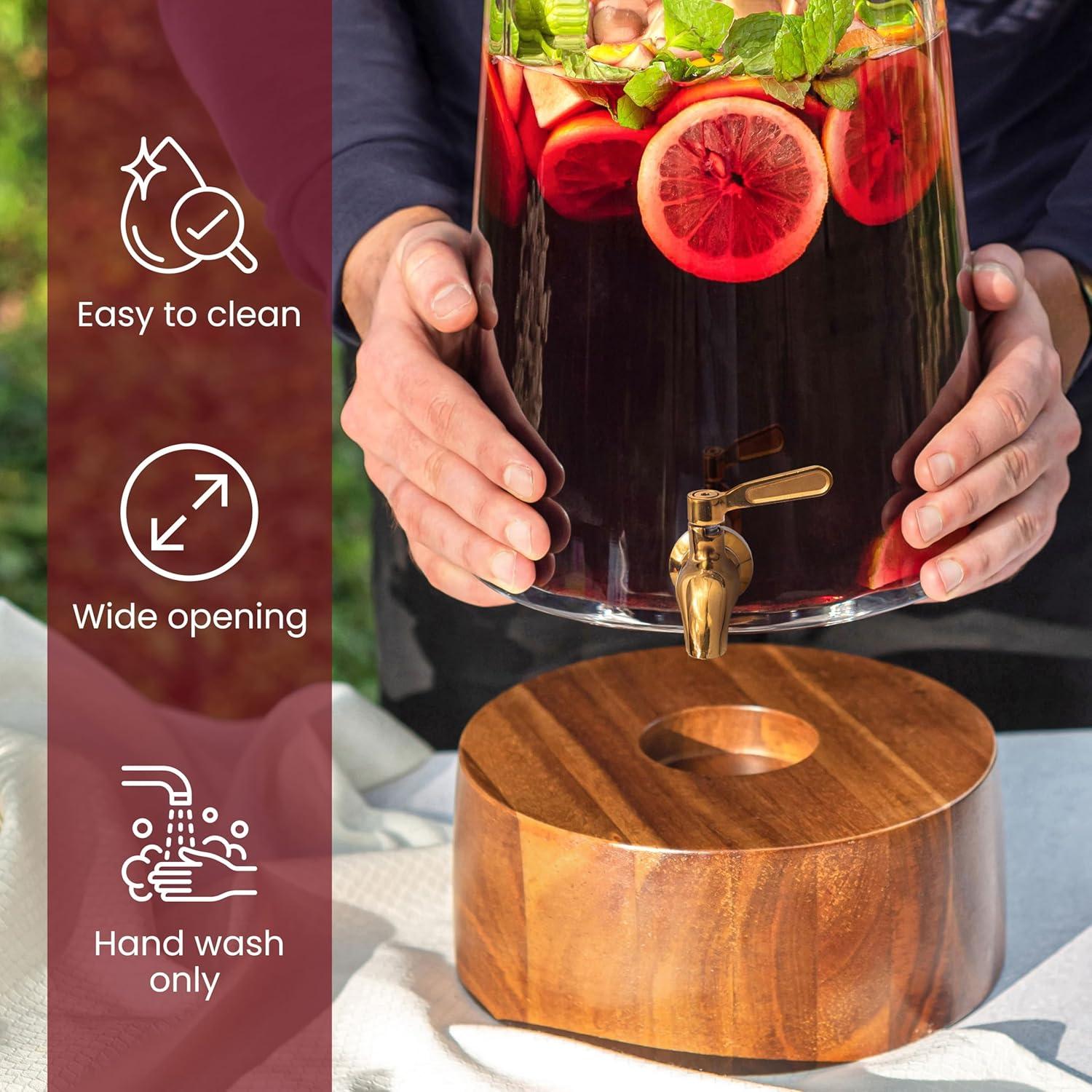 Dispensador de Bebidas de Vidrio Foodle 6.51L con Grifo de Acero Inoxidable