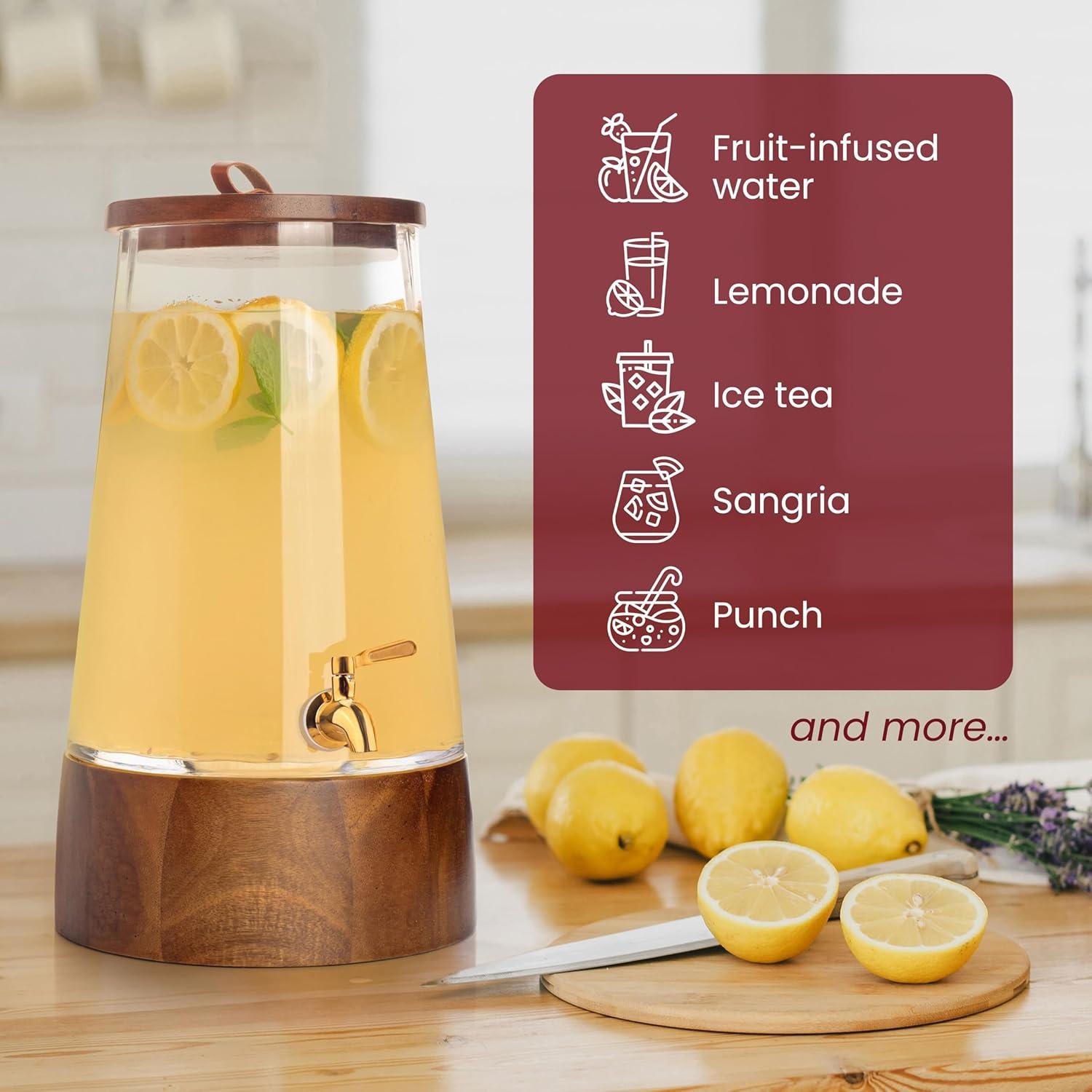 Dispensador de Bebidas de Vidrio Foodle 6.51L con Grifo de Acero Inoxidable